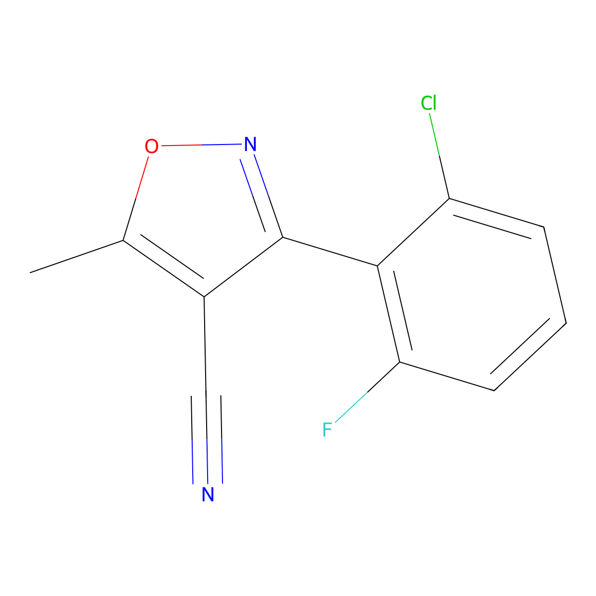 3-(2-Chloro-6-fluorophenyl)-5-methylisoxazole-4-carbonitrile molecular structure, CAS 175204-41-8