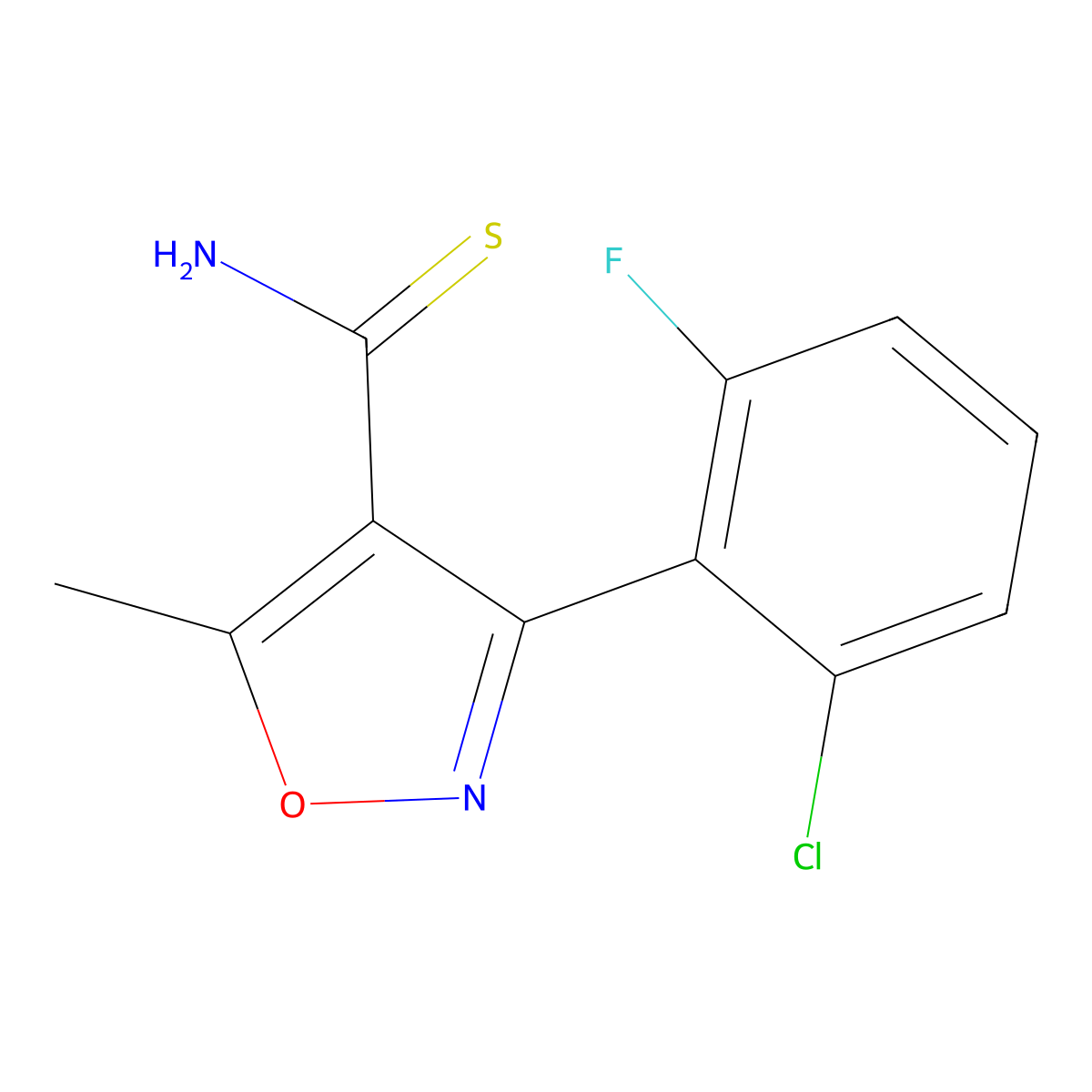 3-(2-Chloro-6-fluorophenyl)-5-methyl-4-isoxazolecarbothioamide molecular structure, CAS 175204-42-9