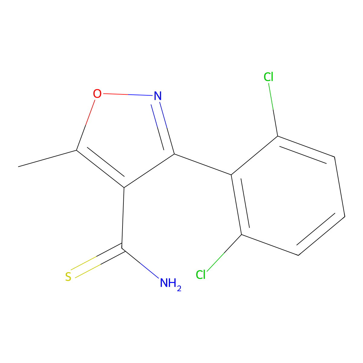 3-(2,6-Dichlorophenyl)-5-methylisoxazole-4-carbothioamide molecular structure, CAS 175204-43-0