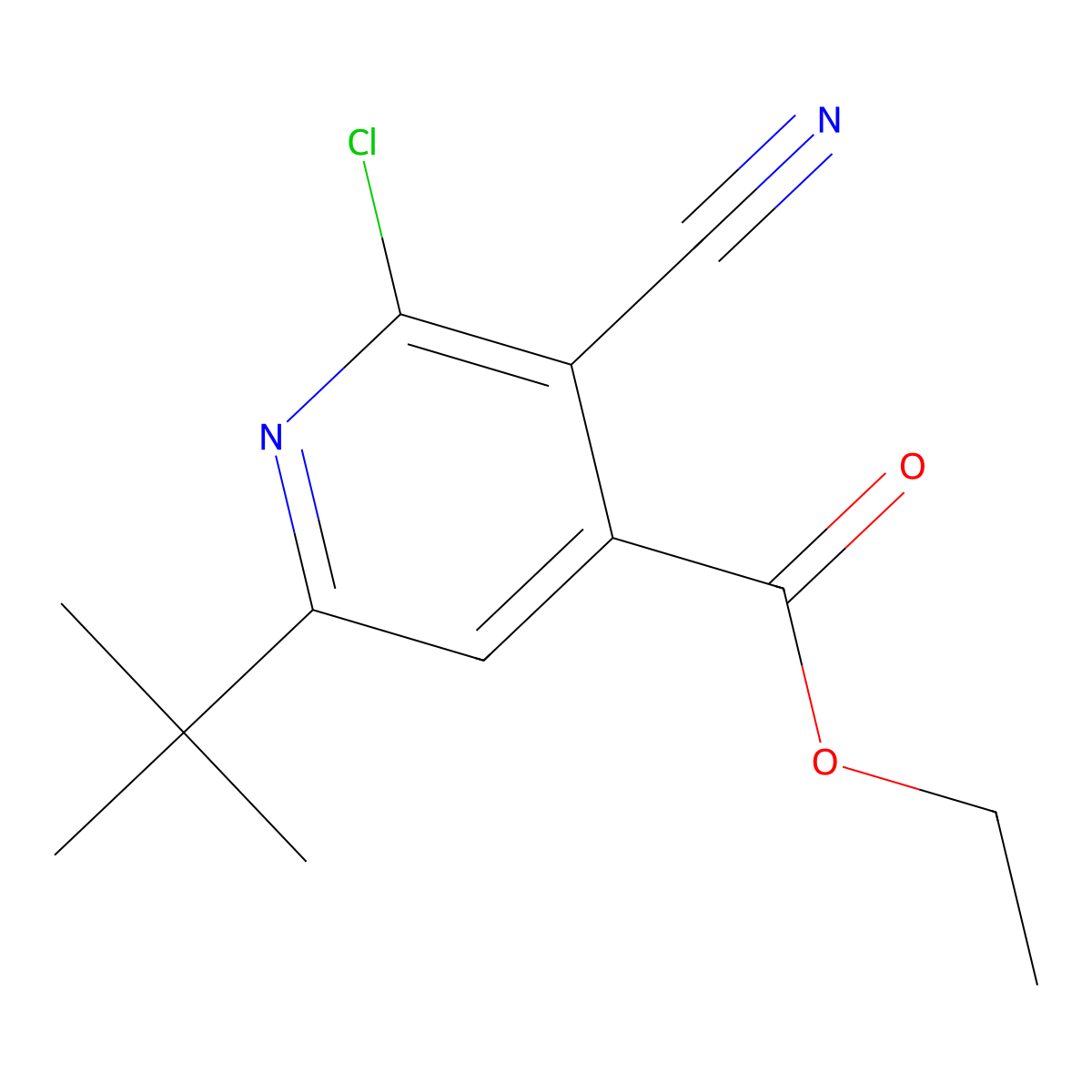 Ethyl 6-(tert-butyl)-2-chloro-3-cyanoisonicotinate molecular structure, CAS 175204-47-4