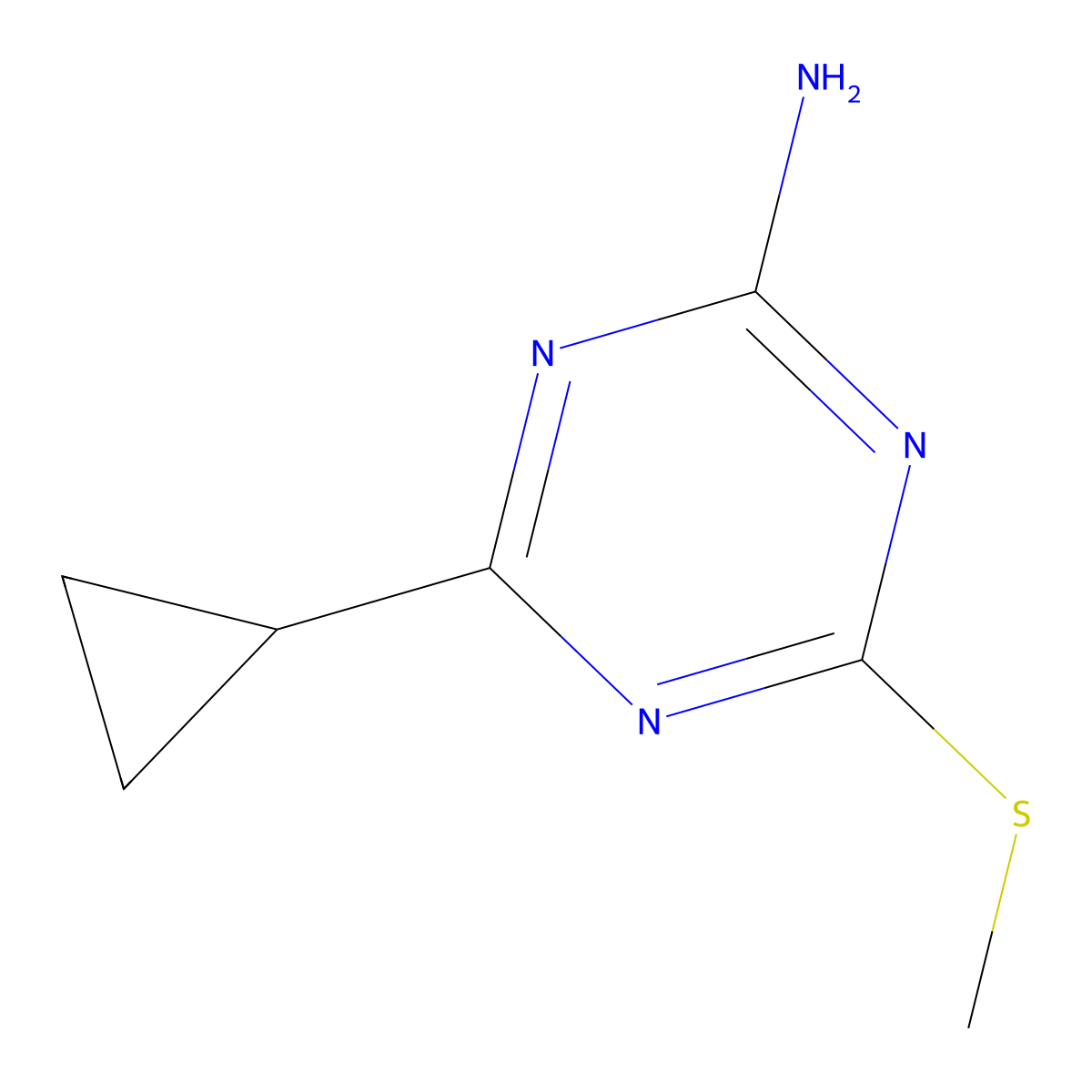 4-Cyclopropyl-6-(methylthio)-1,3,5-triazin-2-amine molecular structure, CAS 175204-57-6
