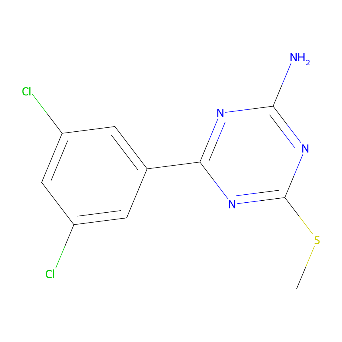 4-(3,5-Dichlorophenyl)-6-(methylthio)-1,3,5-triazin-2-amine molecular structure, CAS 175204-58-7