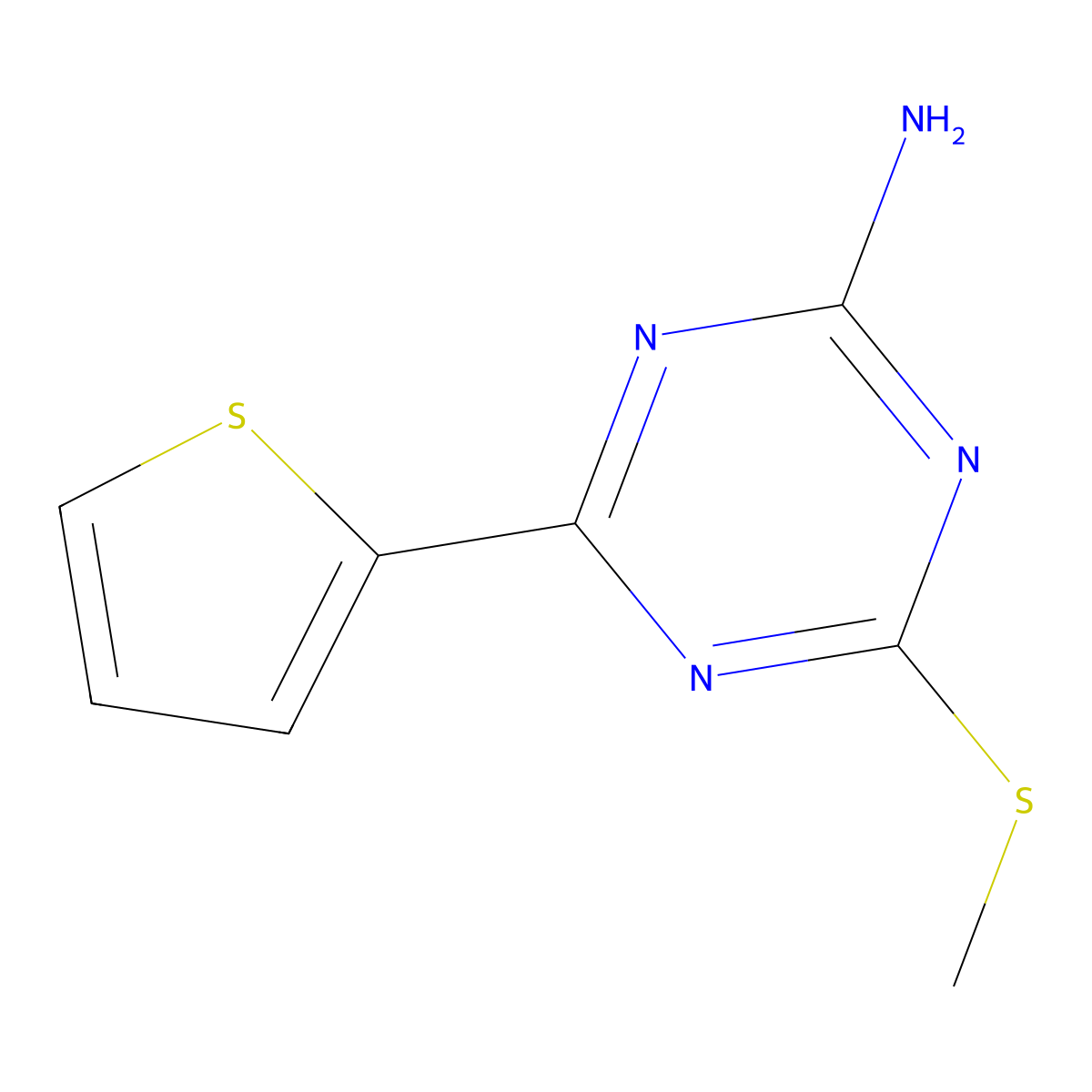 4-(Methylthio)-6-(2-thienyl)-1,3,5-triazin-2-amine molecular structure, CAS 175204-61-2