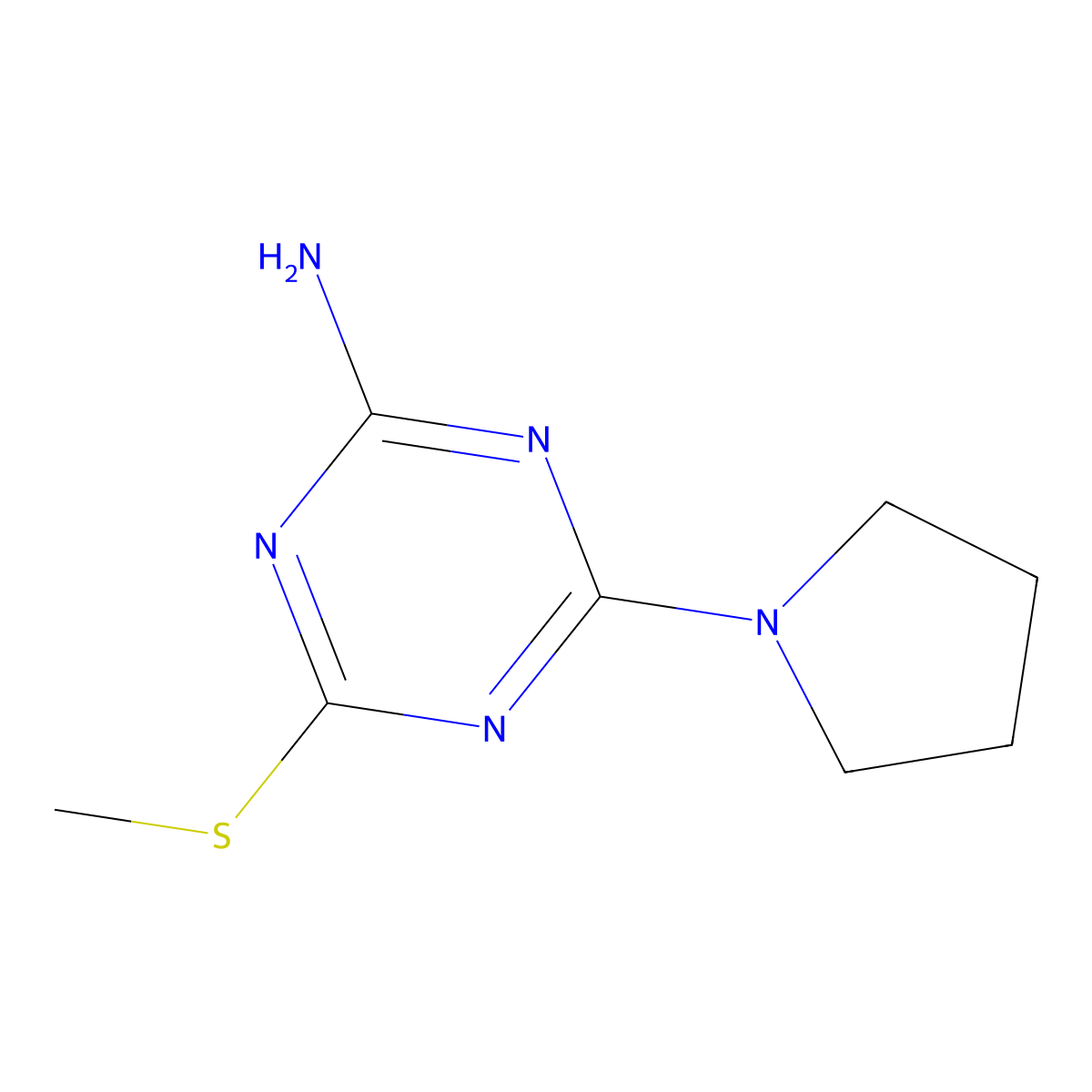 4-(methylthio)-6-tetrahydro-1H-pyrrol-1-yl-1,3,5-triazin-2-amine molecular structure, CAS 175204-64-5
