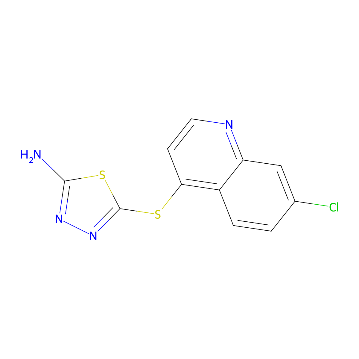 5-[(7-Chloroquinolin-4-yl)thio]-1,3,4-thiadiazol-2-amine molecular structure, CAS 175204-98-5