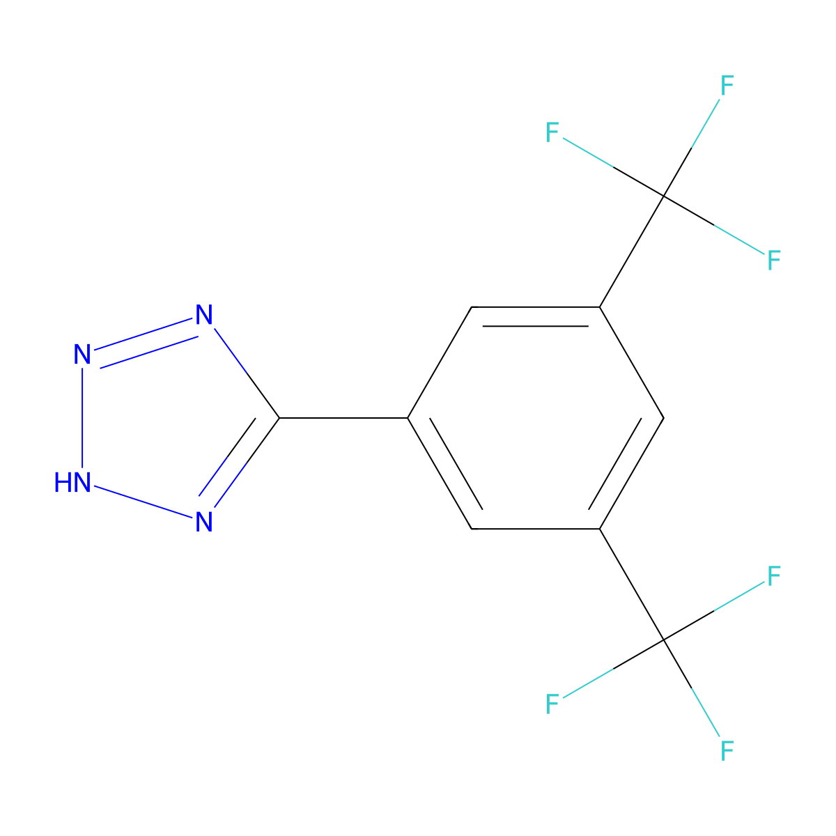 5-(3,5-Bis(trifluoromethyl)phenyl)-2H-tetrazole molecular structure, CAS 175205-09-1