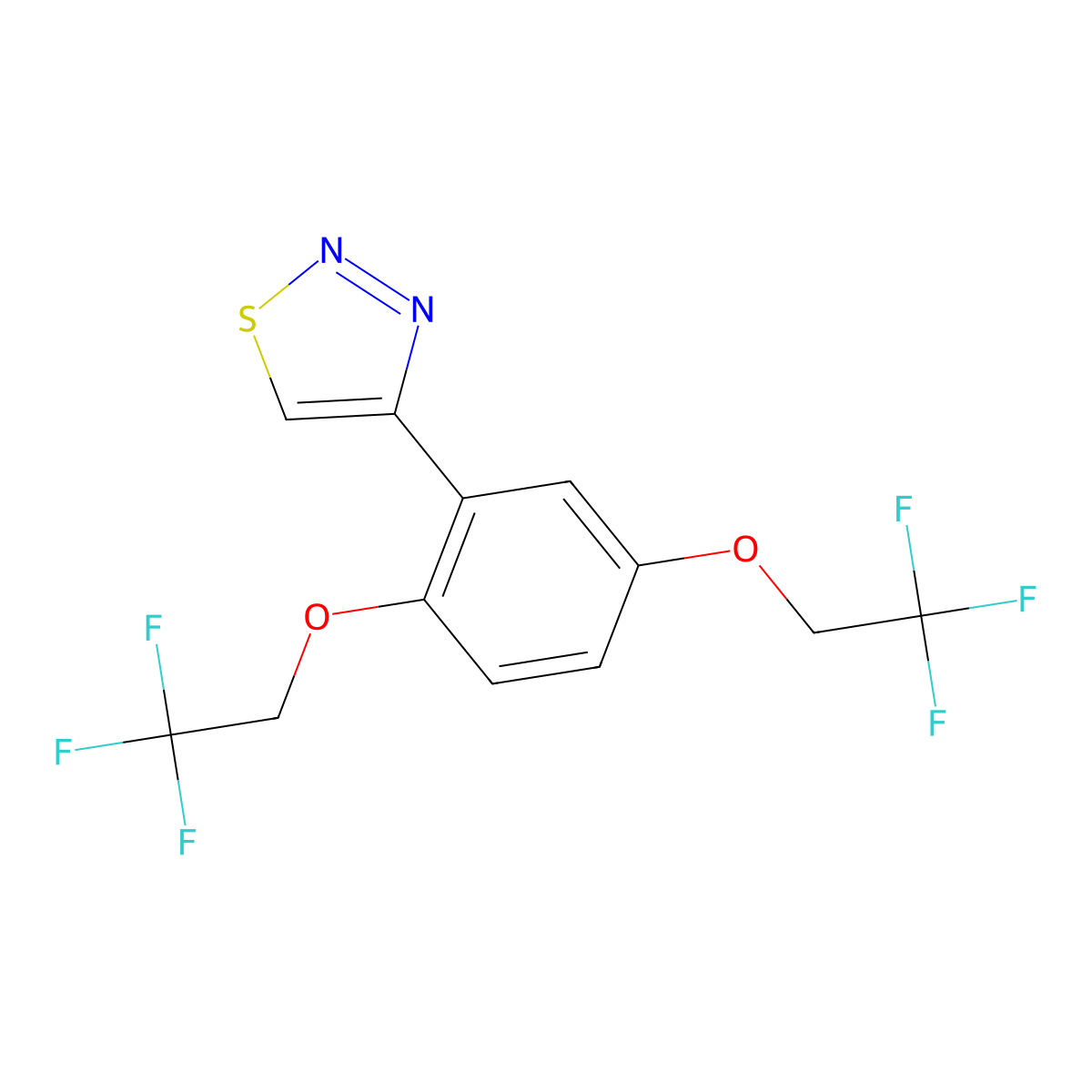 4-[2,5-Bis(2,2,2-trifluoroethoxy)phenyl]-1,2,3-thiadiazole molecular structure, CAS 175205-47-7