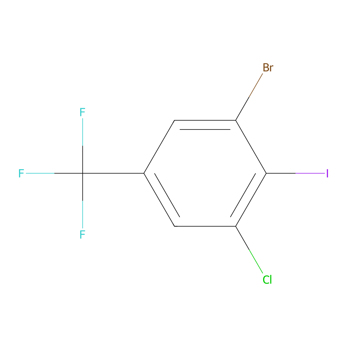 1-Bromo-3-chloro-2-iodo-5-(trifluoromethyl)benzene molecular structure, CAS 175205-55-7