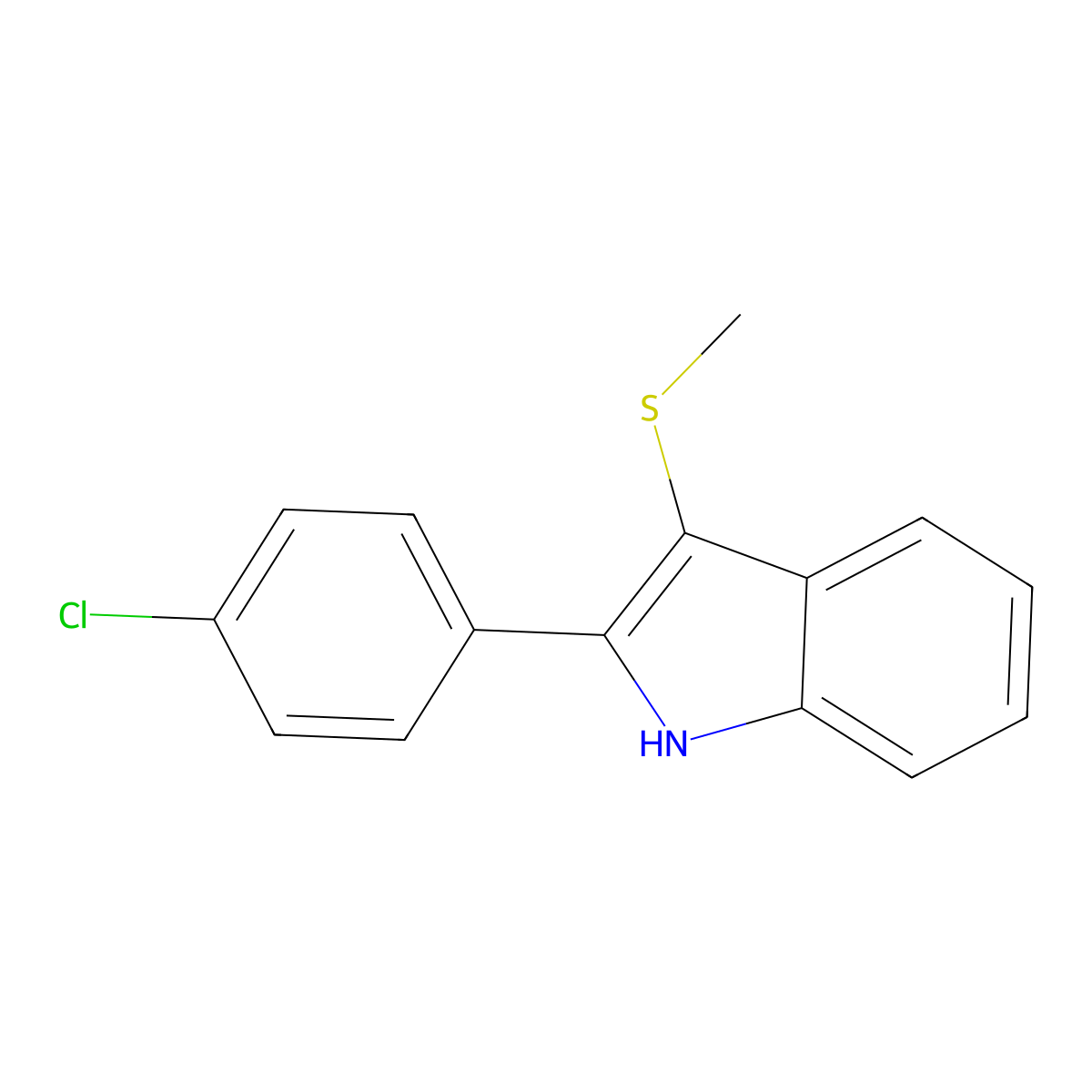2-(4-chlorophenyl)-3-methylsulfanyl-1H-indole molecular structure, CAS 175205-74-0