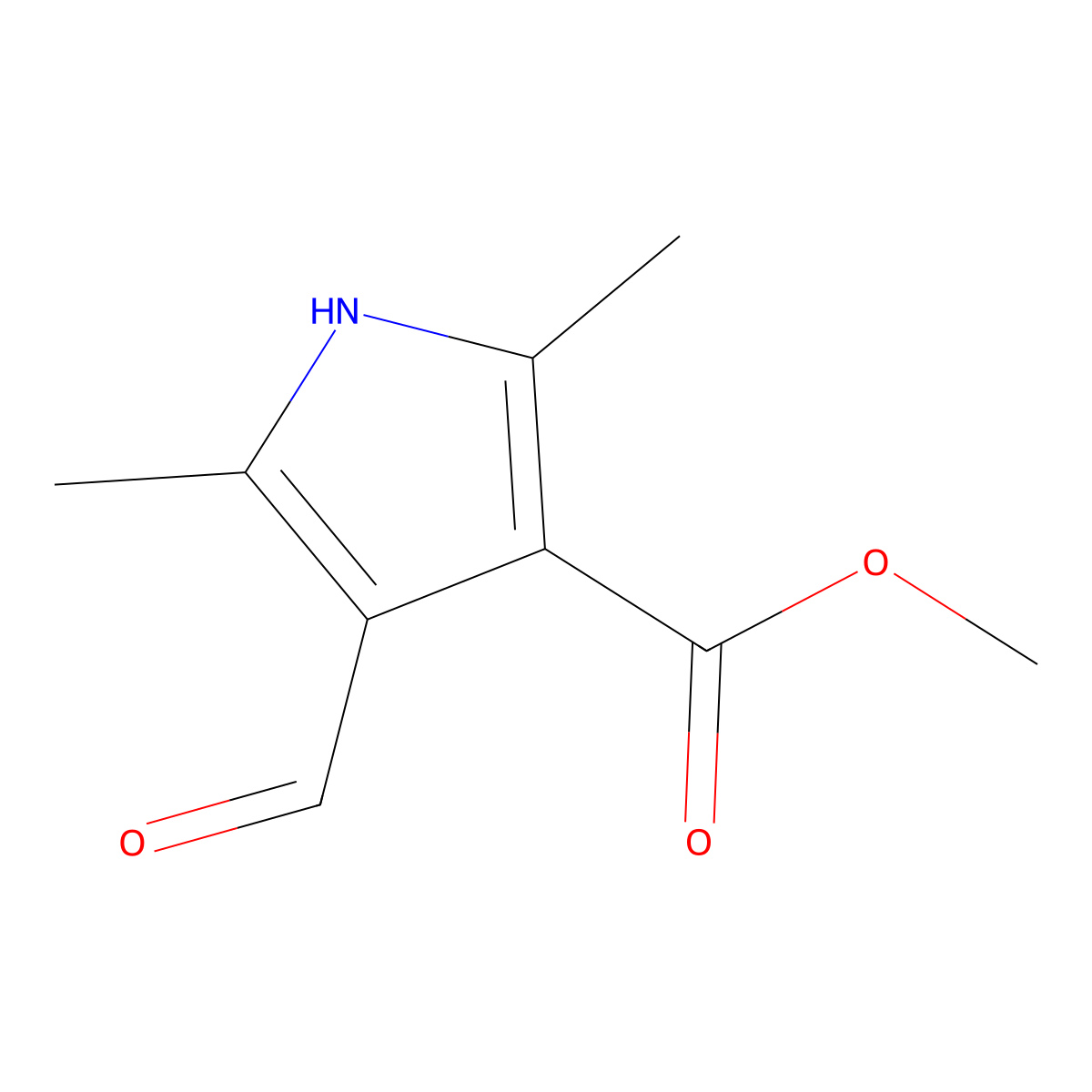 Methyl 2,5-dimethyl-4-formyl-1H-pyrrole-3-carboxylate molecular structure, CAS 175205-91-1