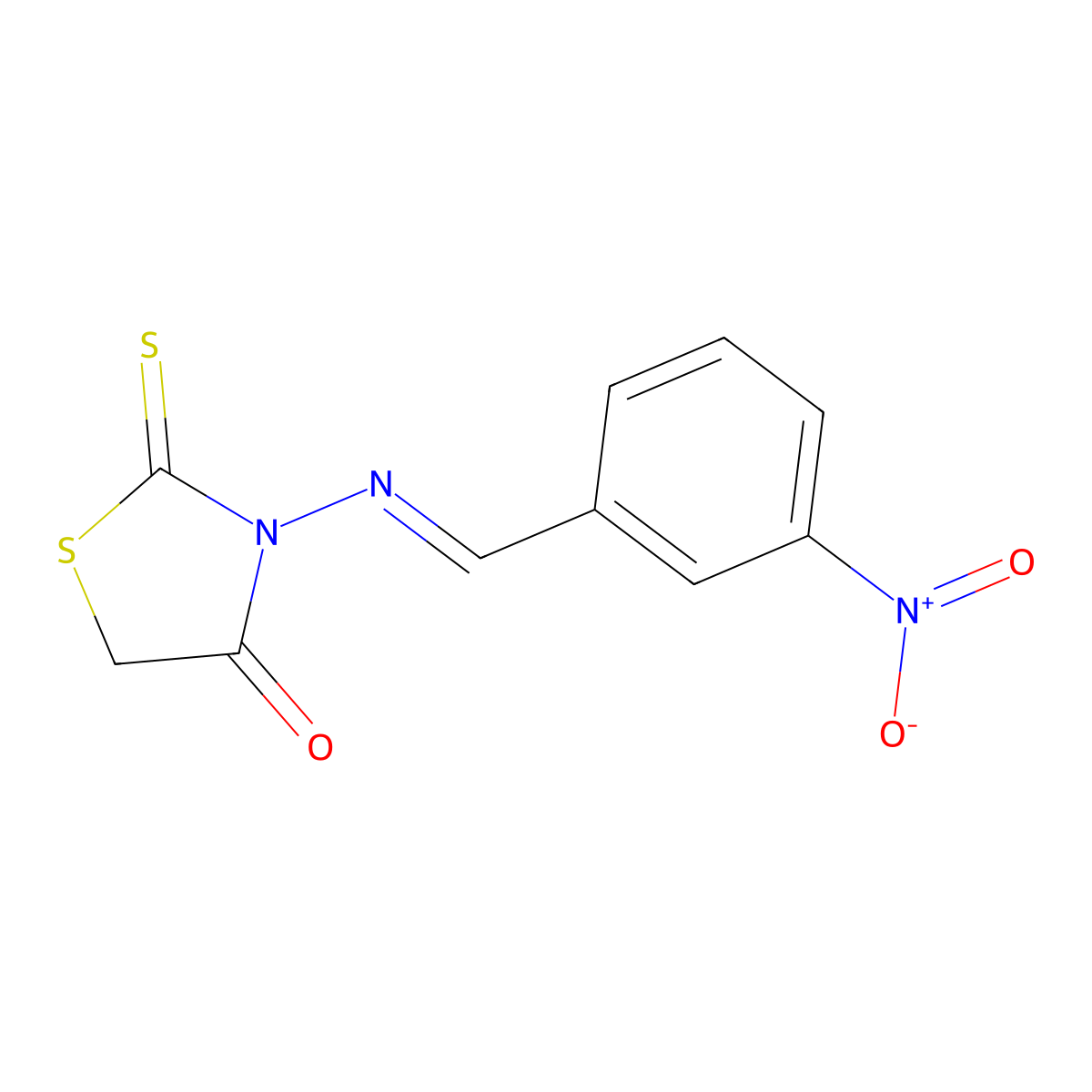 4-Thiazolidinone, 3-[[(3-nitrophenyl)methylene]amino]-2-thioxo- molecular structure, CAS 17521-18-5