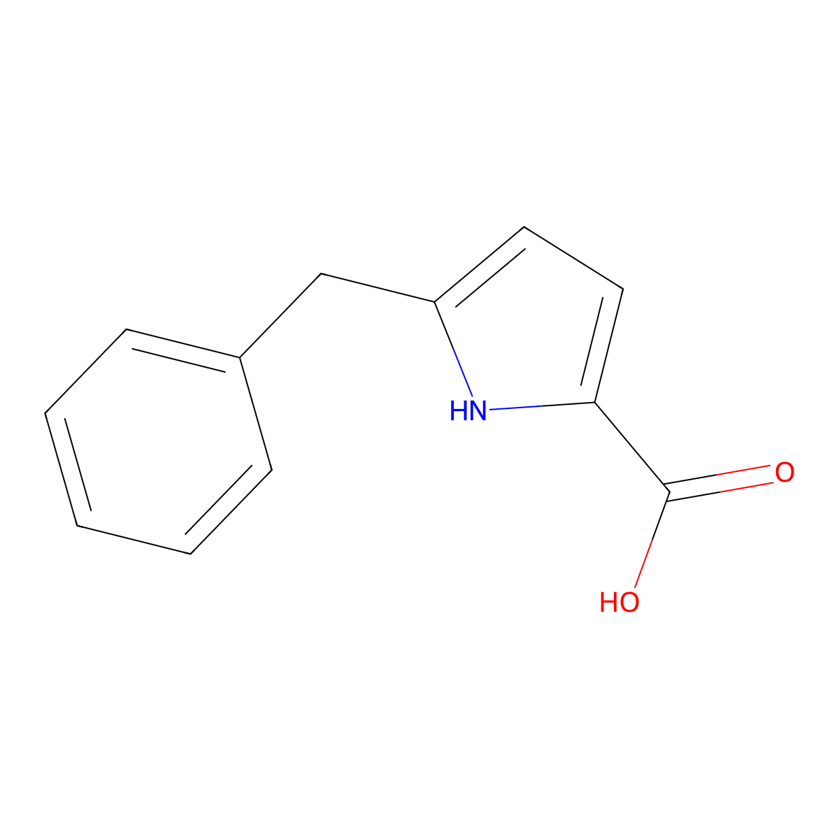 5-(Phenylmethyl)-1H-pyrrole-2-carboxylic acid molecular structure, CAS 175210-38-5