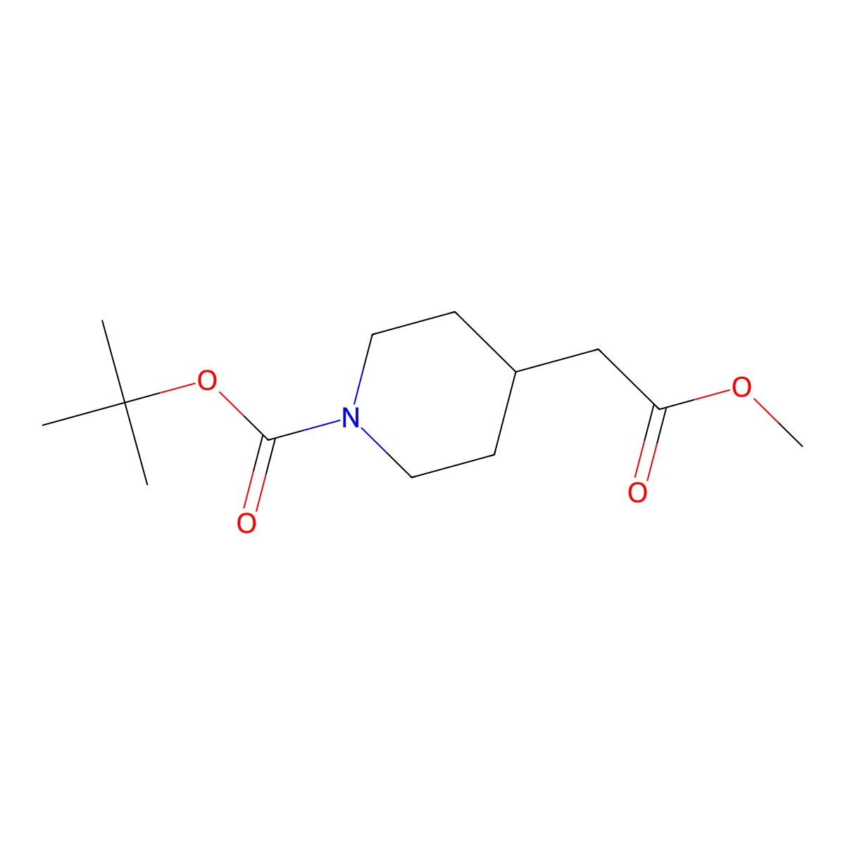 tert-Butyl 4-(2-methoxy-2-oxoethyl)piperidine-1-carboxylate molecular structure, CAS 175213-46-4
