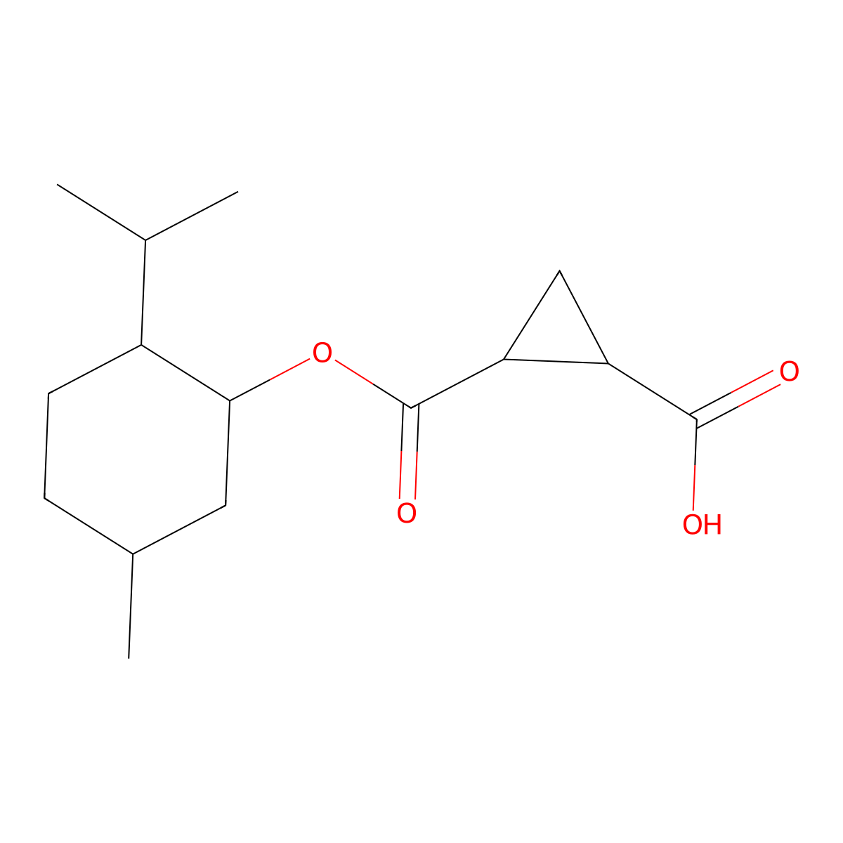 (1S,2S)-2-(((1R,2S,5R)-2-isopropyl-5-methylcyclohexyloxy)carbonyl)cyclopropanecarboxylic acid molecular structure, CAS 175221-03-1
