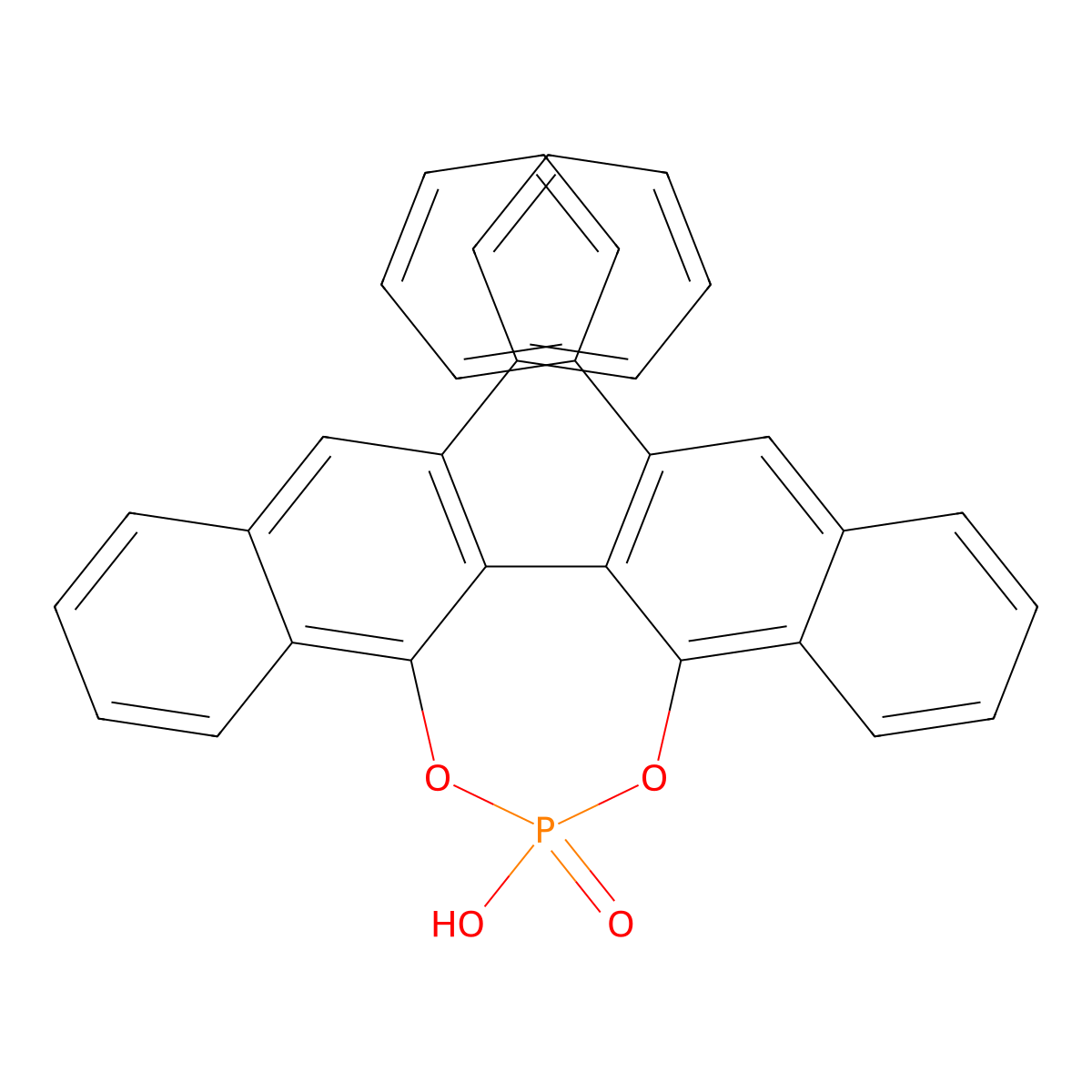 (12S)-2-Hydroxy-9,10-diphenyldinaphtho[1,2-d:2',1'-f][1,3,2]dioxaphosphepine 2-oxide , R-VANOL hydrogenphosphate molecular structure, CAS 175223-61-7