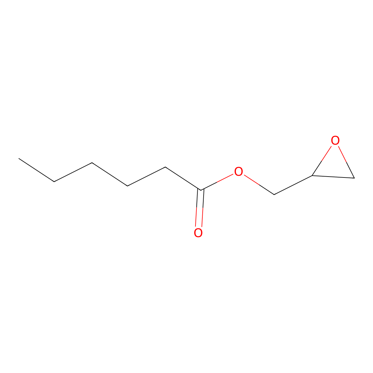 Glycidyl hexanoate molecular structure, CAS 17526-74-8