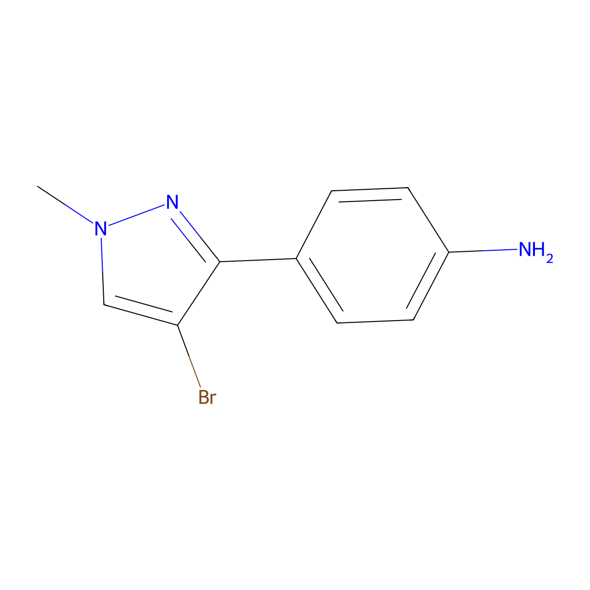 3-(4-Aminophenyl)-4-bromo-1-methylpyrazole molecular structure, CAS 175276-41-2