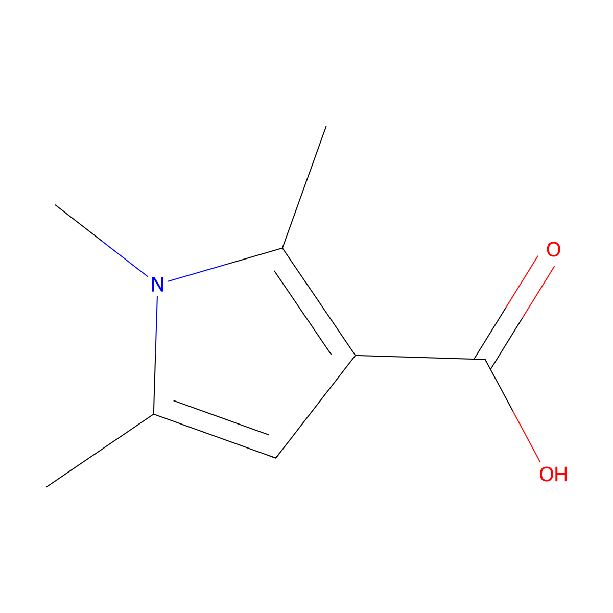 1,2,5-trimethyl-1H-pyrrole-3-carboxylic acid molecular structure, CAS 175276-50-3