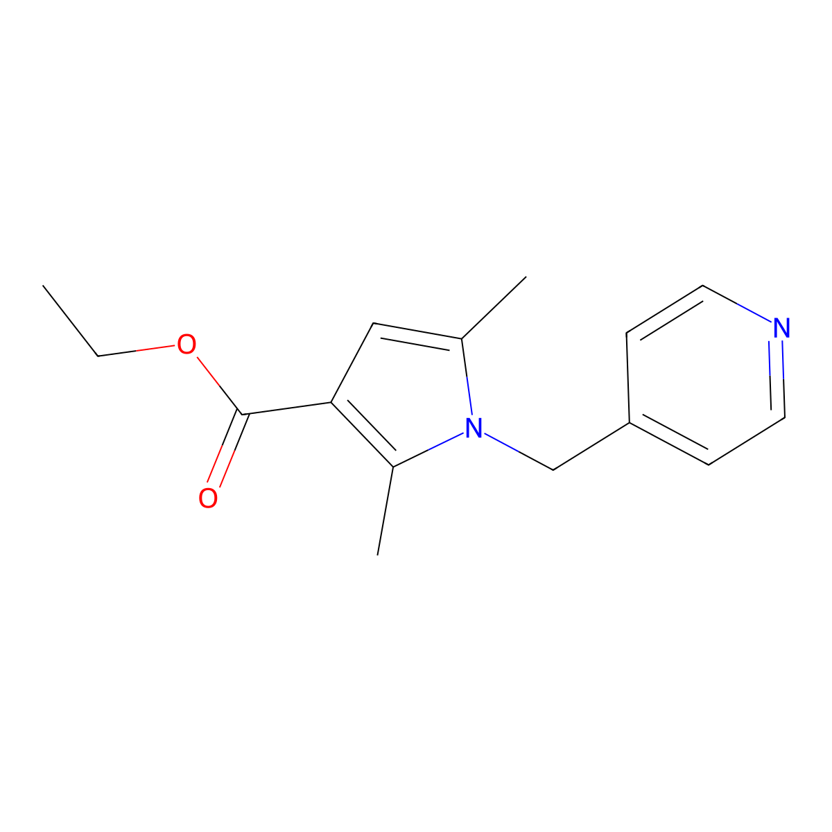 ethyl 2,5-dimethyl-1-(4-pyridylmethyl)-1H-pyrrole-3-carboxylate molecular structure, CAS 175276-53-6
