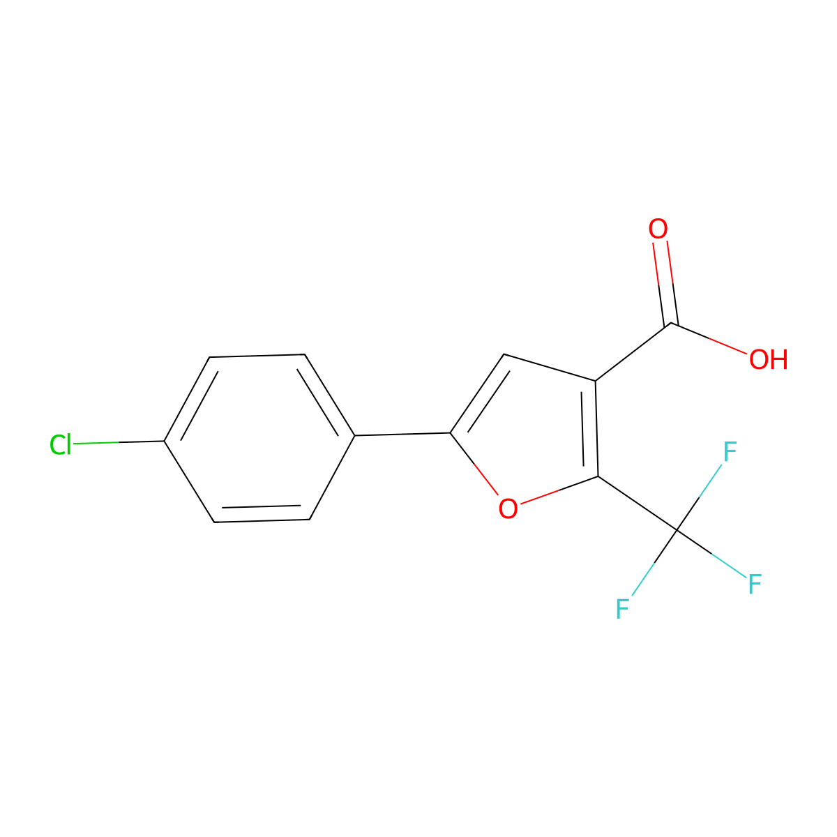 5-(4-Chlorophenyl)-2-(trifluoromethyl)furan-3-carboxylic acid molecular structure, CAS 175276-60-5
