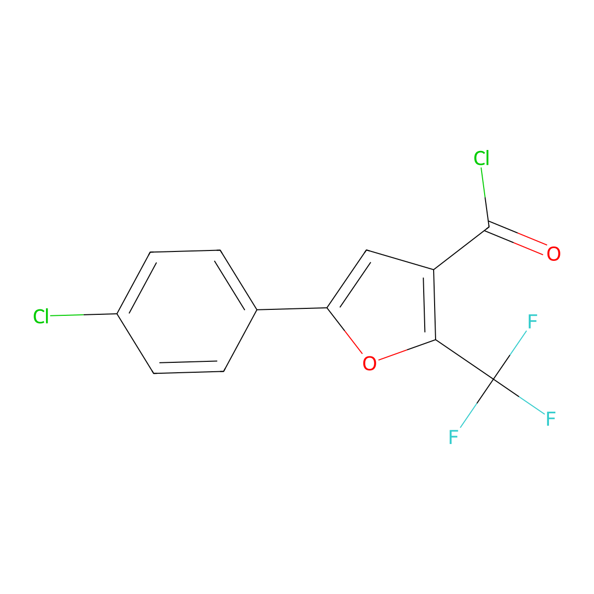 5-(4-Chlorophenyl)-2-(trifluoromethyl)furan-3-carbonyl chloride molecular structure, CAS 175276-61-6