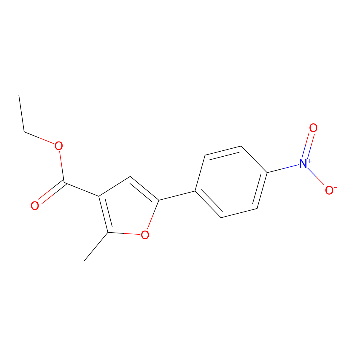 Ethyl 2-methyl-5-(4-nitrophenyl)furan-3-carboxylate molecular structure, CAS 175276-69-4