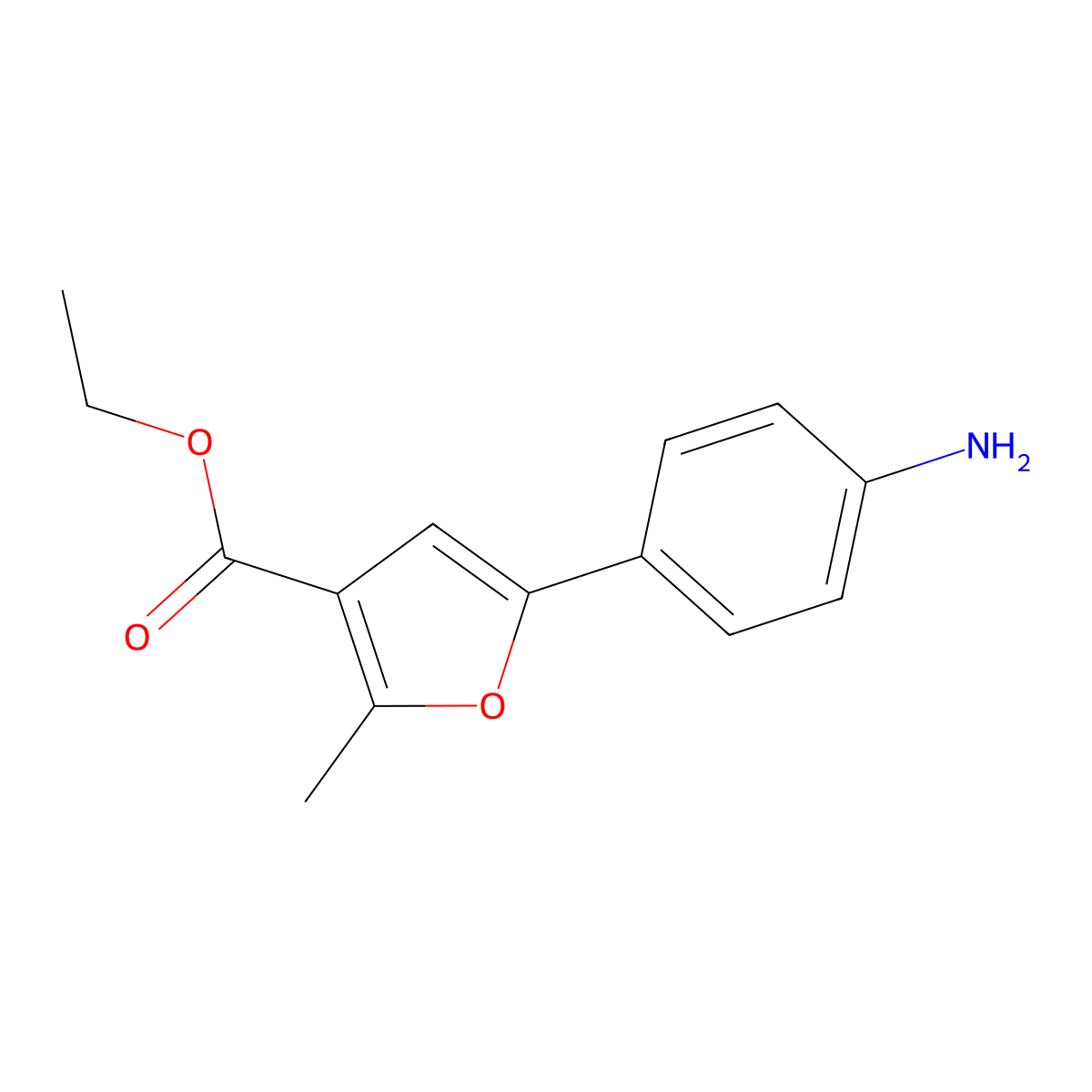 Ethyl 5-(4-Aminophenyl)-2-Methyl-3-Furoate molecular structure, CAS 175276-70-7