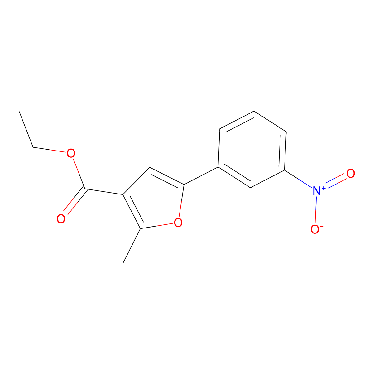 Ethyl 2-methyl-5-(3-nitrophenyl)-3-furoate molecular structure, CAS 175276-71-8