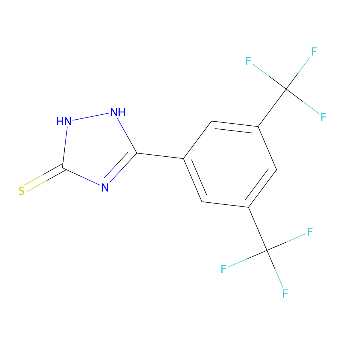 5-(3,5-Bis(trifluoromethyl)phenyl)-1H-1,2,4-triazole-3(2H)-thione molecular structure, CAS 175276-77-4