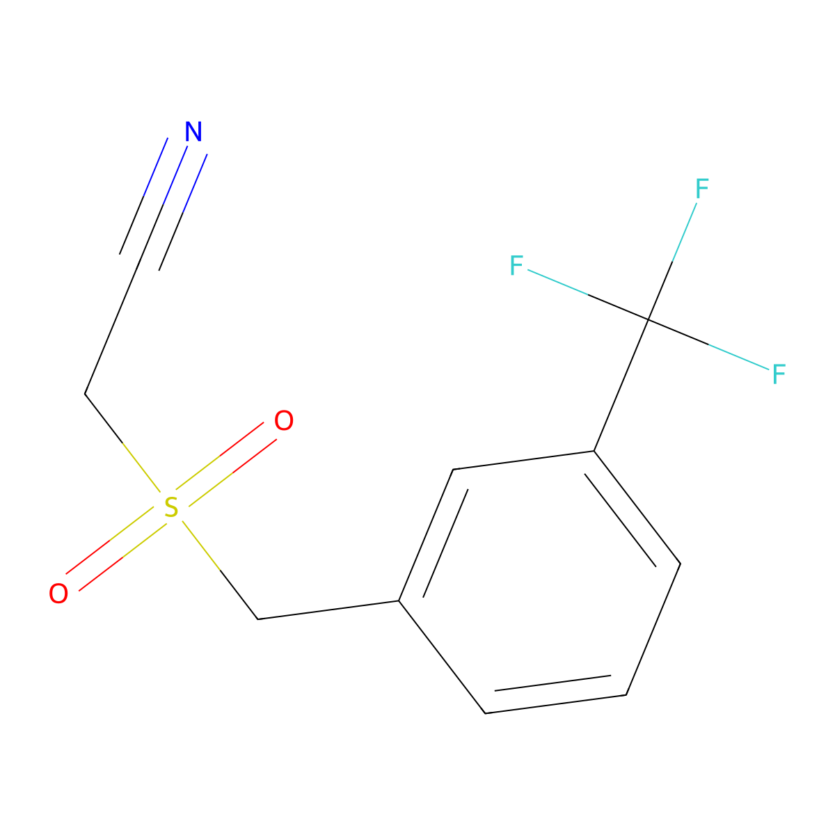 2-(((3-(Trifluoromethyl)phenyl)methyl)sulfonyl)acetonitrile molecular structure, CAS 175276-81-0
