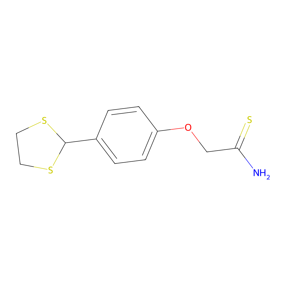 2-(4-(1,3-Dithiolan-2-yl)phenoxy)ethanethioamide molecular structure, CAS 175276-82-1