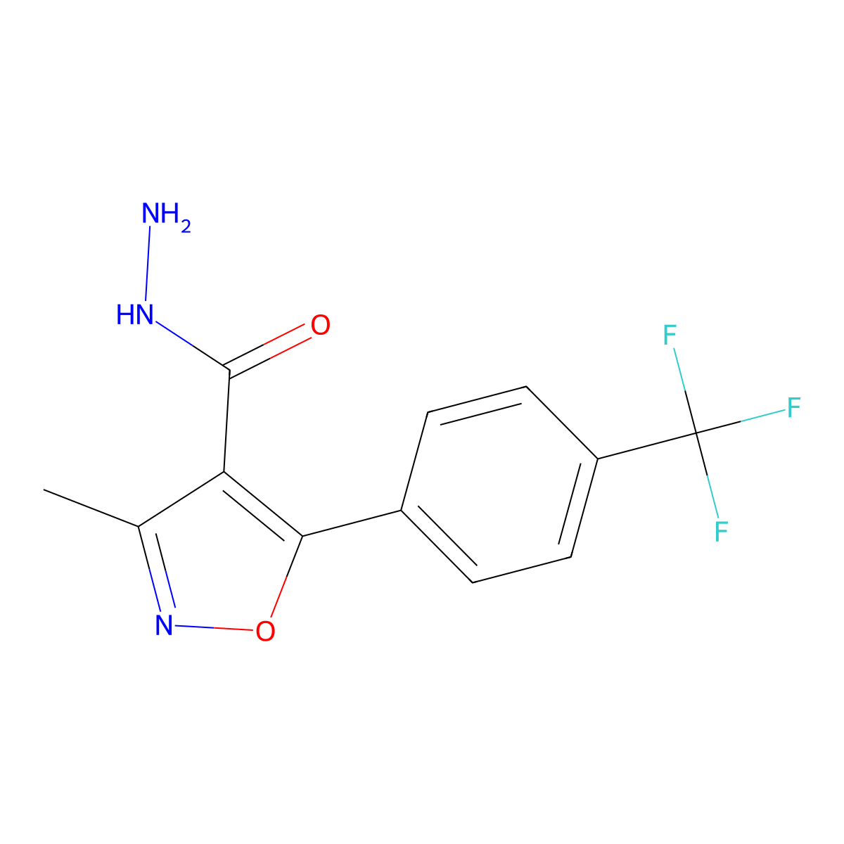 3-Methyl-5-[4-(trifluoromethyl)phenyl]-1,2-oxazole-4-carbohydrazide molecular structure, CAS 175276-90-1