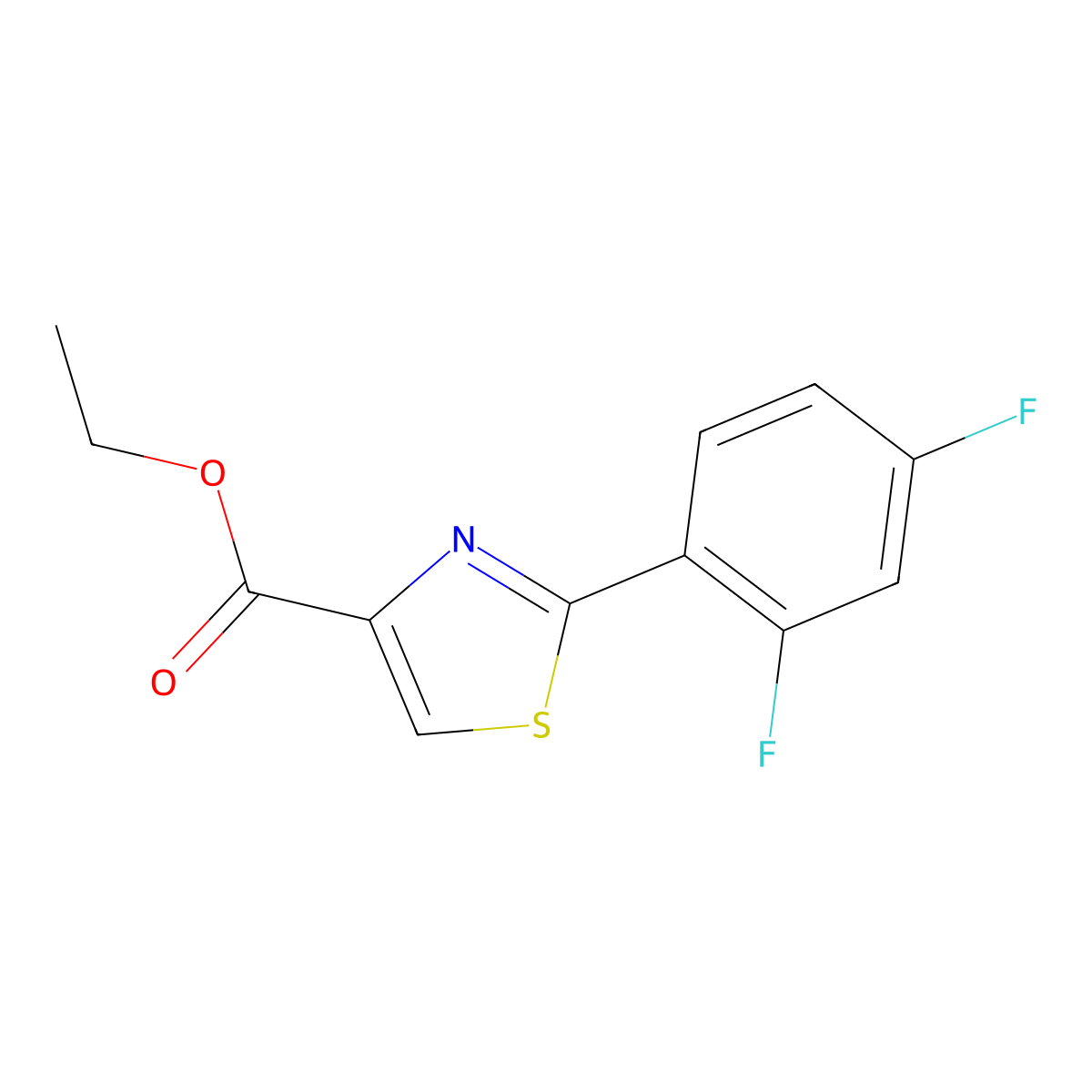 Ethyl 2-(2,4-difluorophenyl)thiazole-4-carboxylate molecular structure, CAS 175276-93-4
