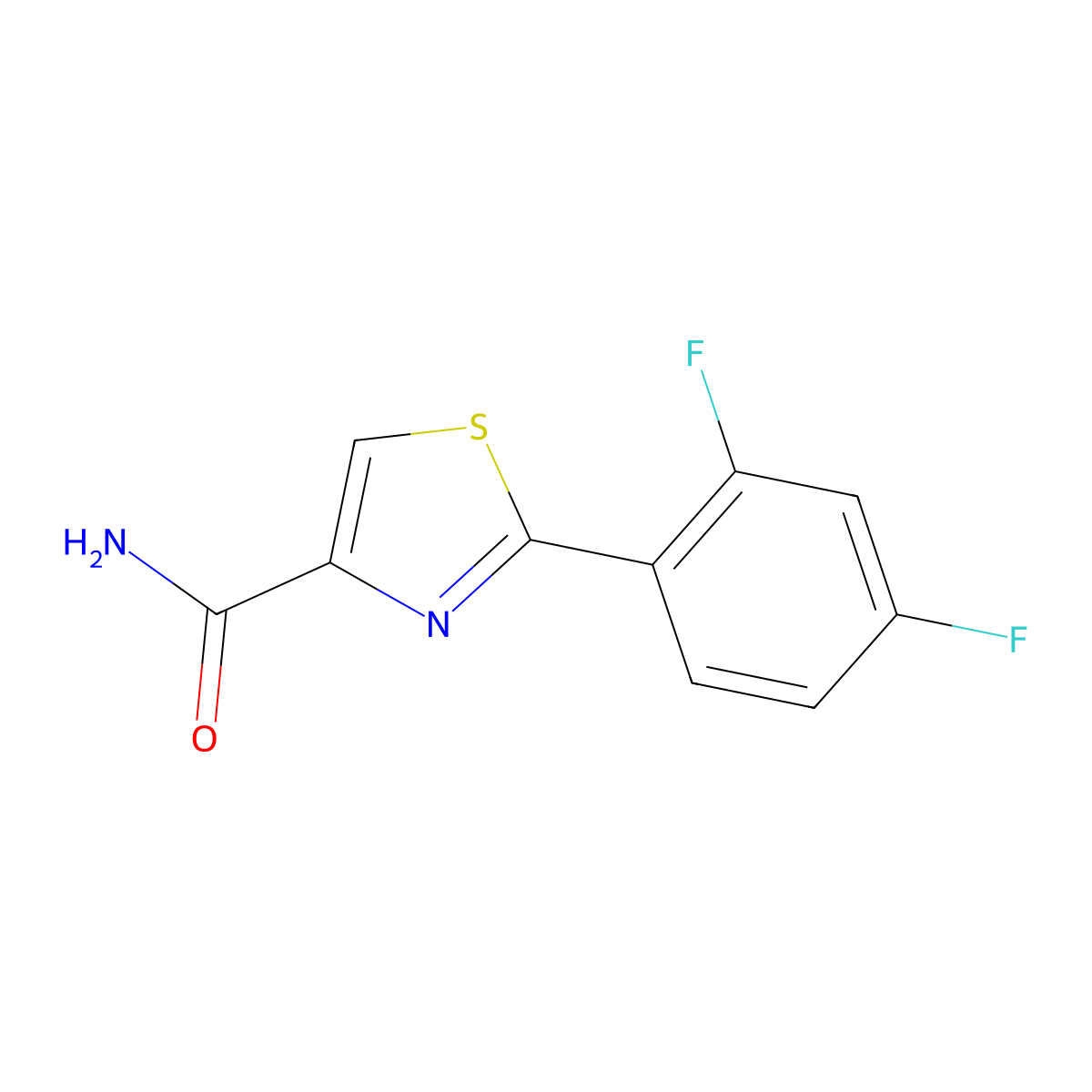 2-(2,4-Difluorophenyl)thiazole-4-carboxamide molecular structure, CAS 175276-97-8