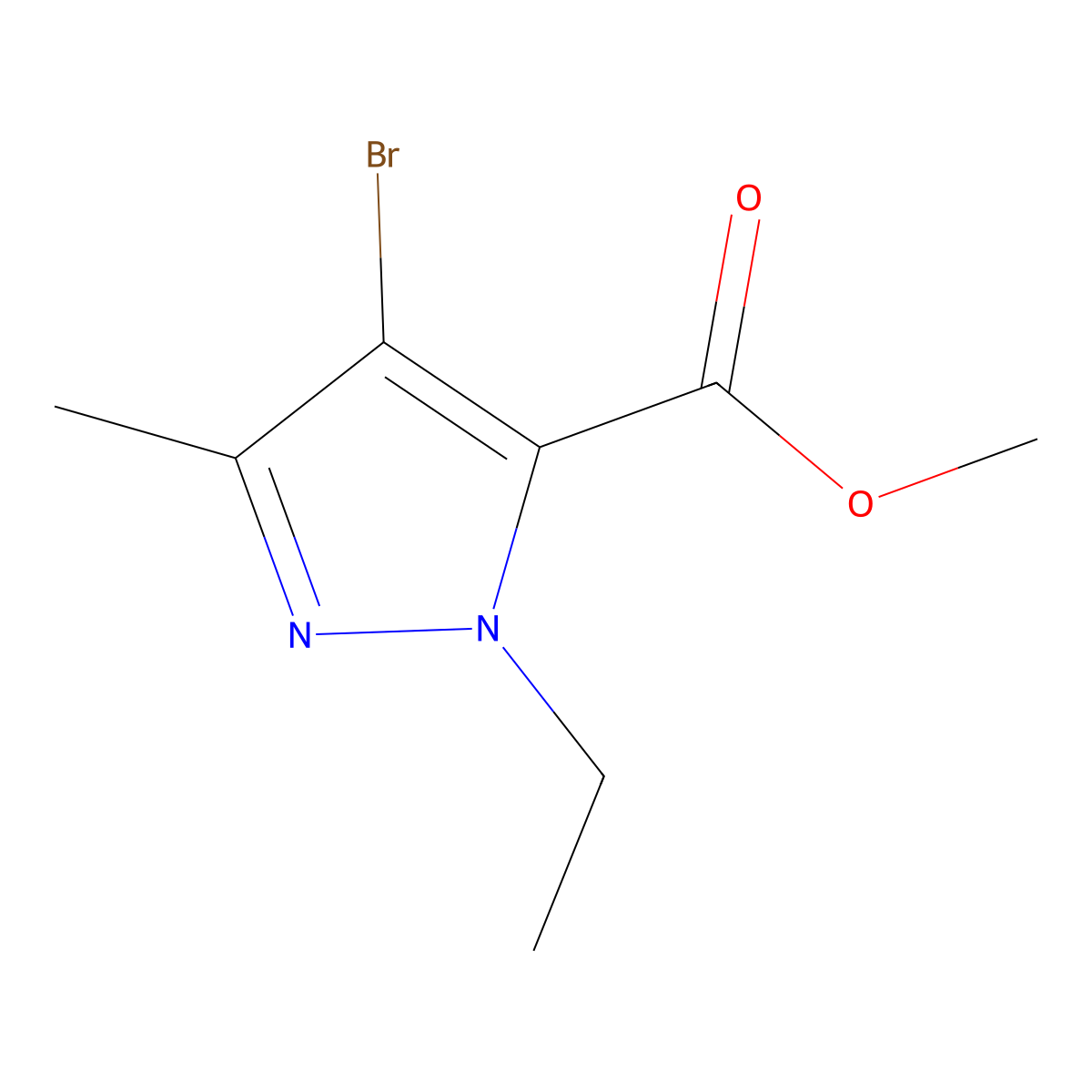 Methyl 4-bromo-1-ethyl-3-methyl-1H-pyrazole-5-carboxylate molecular structure, CAS 175276-98-9