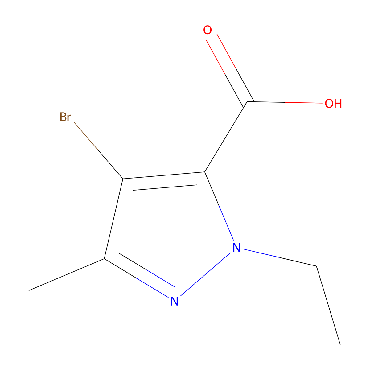 4-Bromo-1-ethyl-3-methyl-1H-pyrazole-5-carboxylic acid molecular structure, CAS 175276-99-0