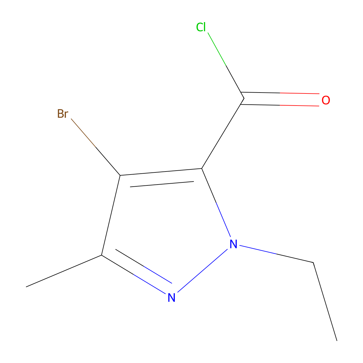 4-Bromo-1-Ethyl-3-Methyl-1H-Pyrazole-5-Carbonyl Chloride molecular structure, CAS 175277-00-6