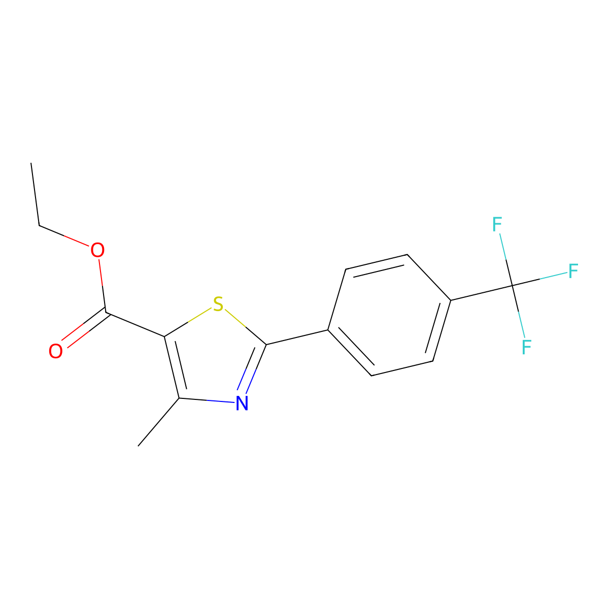 4-Methyl-2-(4-trifluoromethyl-phenyl)-thiazole-5-carboxylic acid ethyl ester molecular structure, CAS 175277-03-9