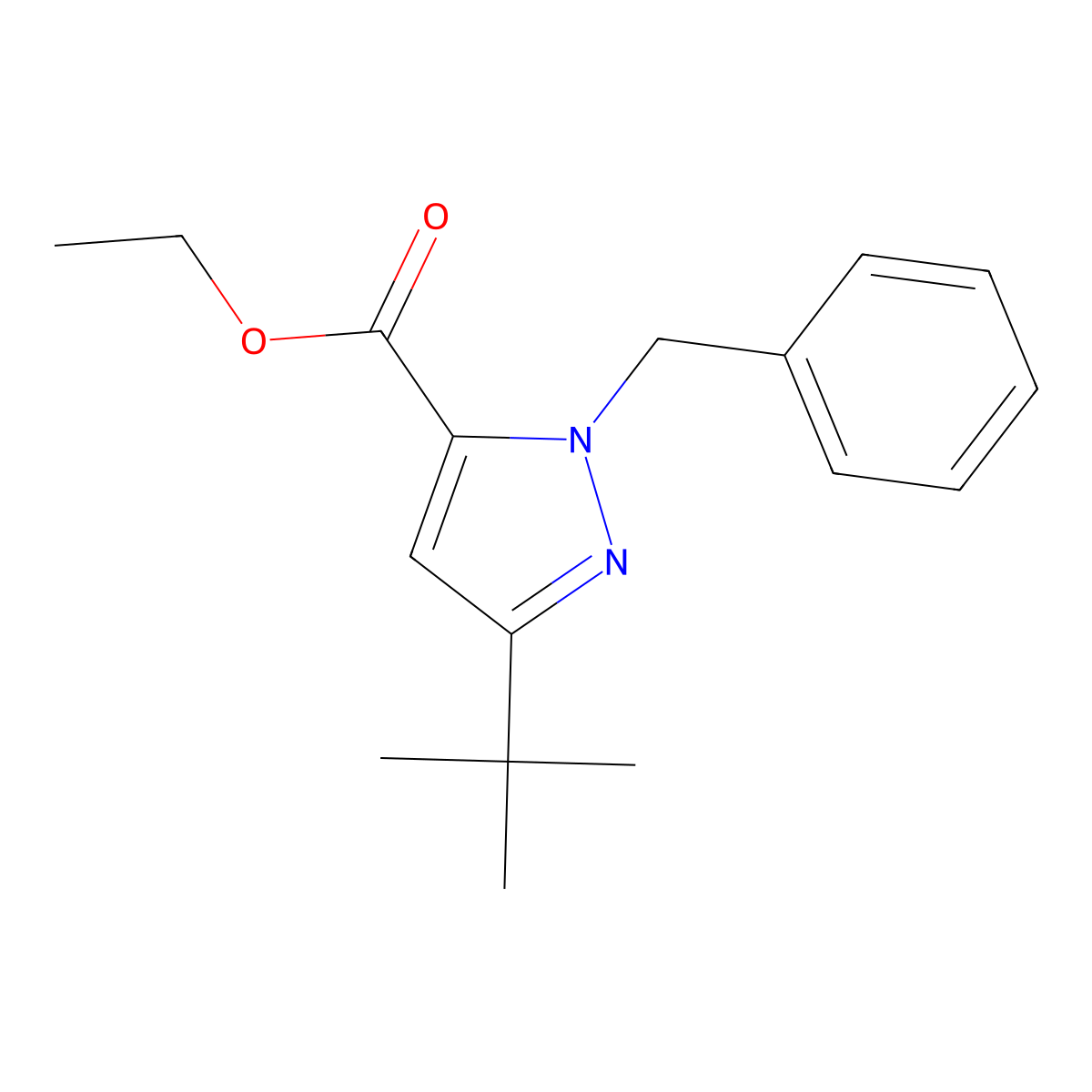 ethyl 1-benzyl-3-(tert-butyl)-1H-pyrazole-5-carboxylate molecular structure, CAS 175277-04-0