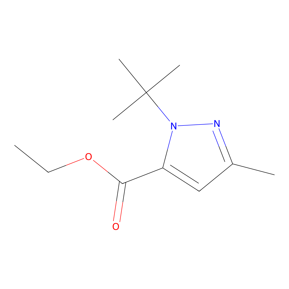ethyl 1-(tert-butyl)-3-methyl-1H-pyrazole-5-carboxylate molecular structure, CAS 175277-08-4
