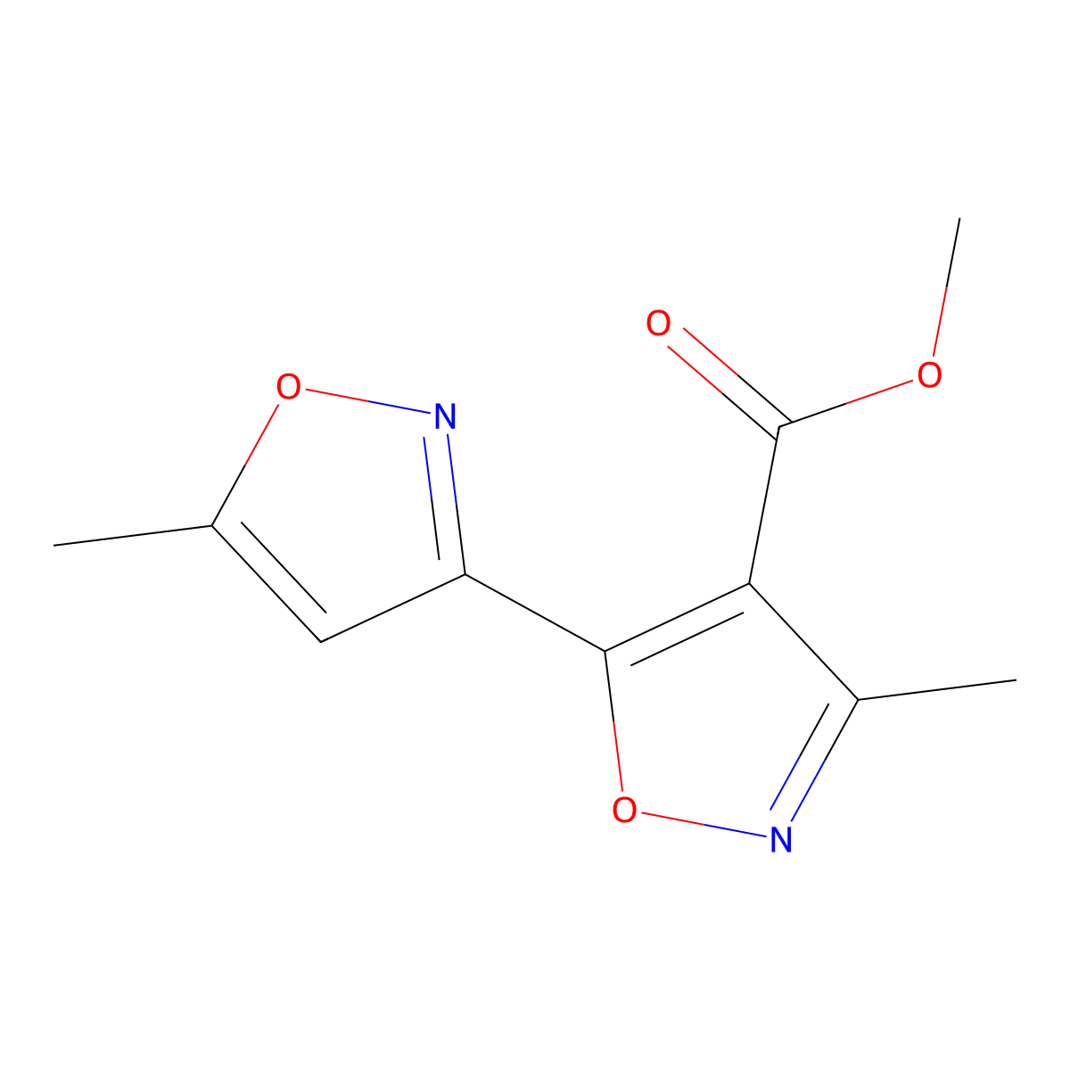 Methyl 3-Methyl-5-(5-methylisoxazol-3-yl)isoxazole-4-carboxylate molecular structure, CAS 175277-12-0