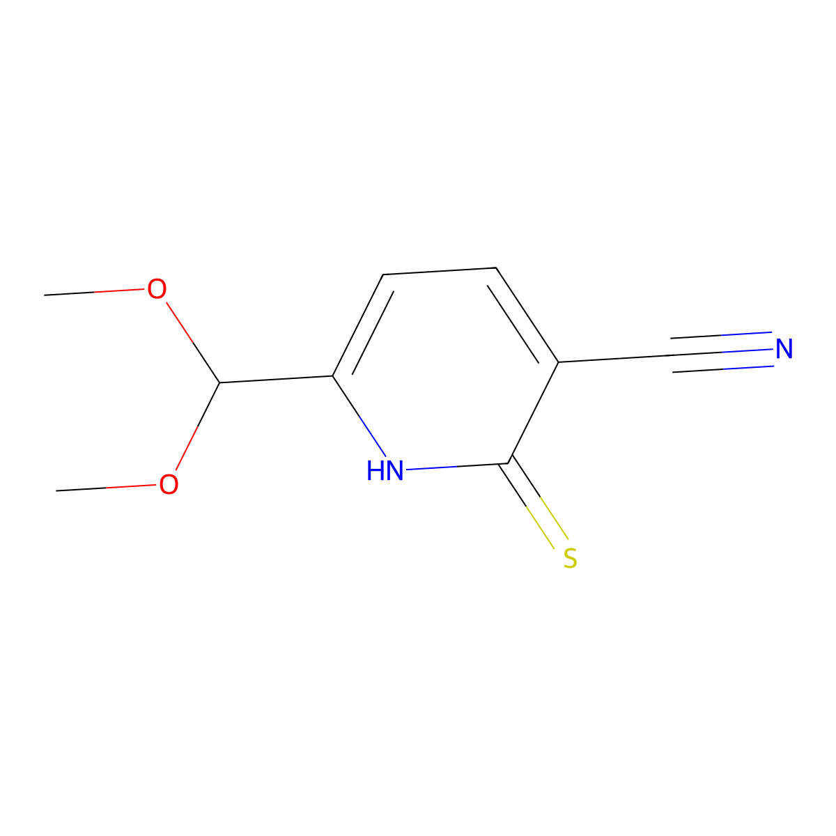6-(Dimethoxymethyl)-2-mercaptonicotinonitrile molecular structure, CAS 175277-23-3