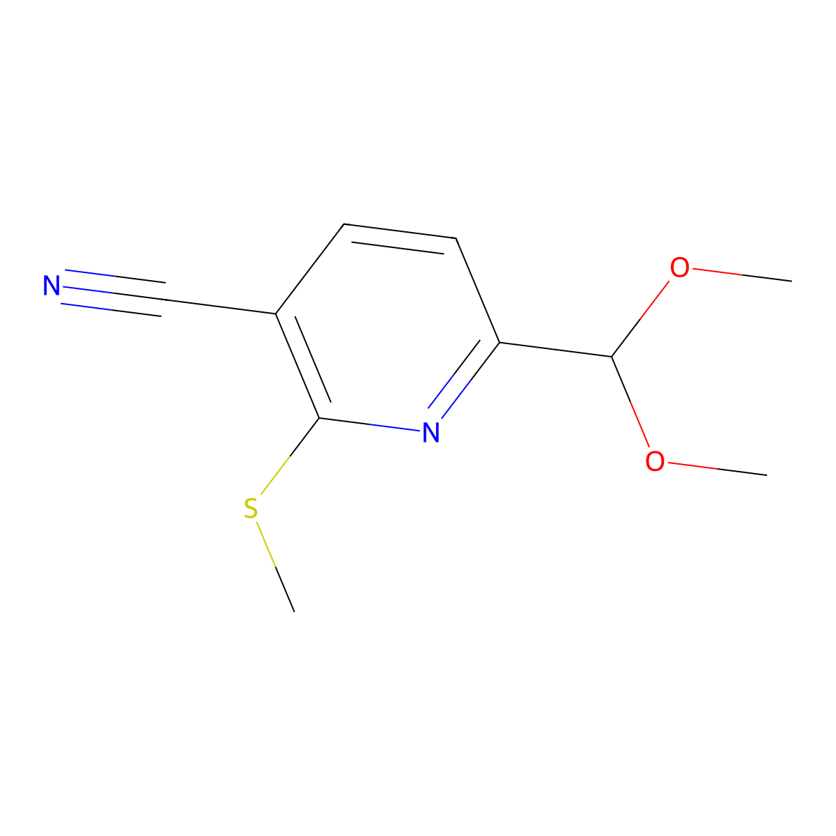 6-(Dimethoxymethyl)-2-(methylthio)nicotinonitrile molecular structure, CAS 175277-24-4
