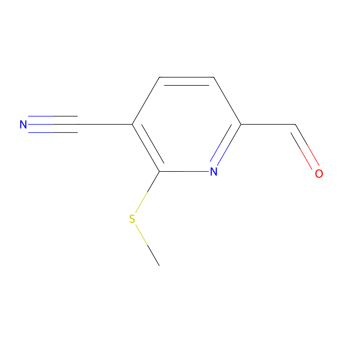 6-Formyl-2-(methylsulfanyl)nicotinonitrile molecular structure, CAS 175277-27-7