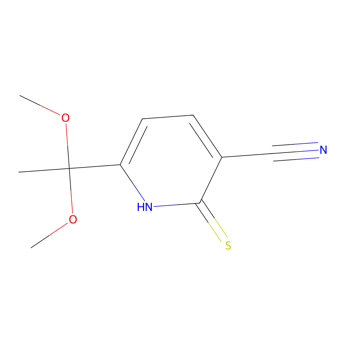 6-(1,1-Dimethoxyethyl)-2-mercaptonicotinonitrile molecular structure, CAS 175277-41-5