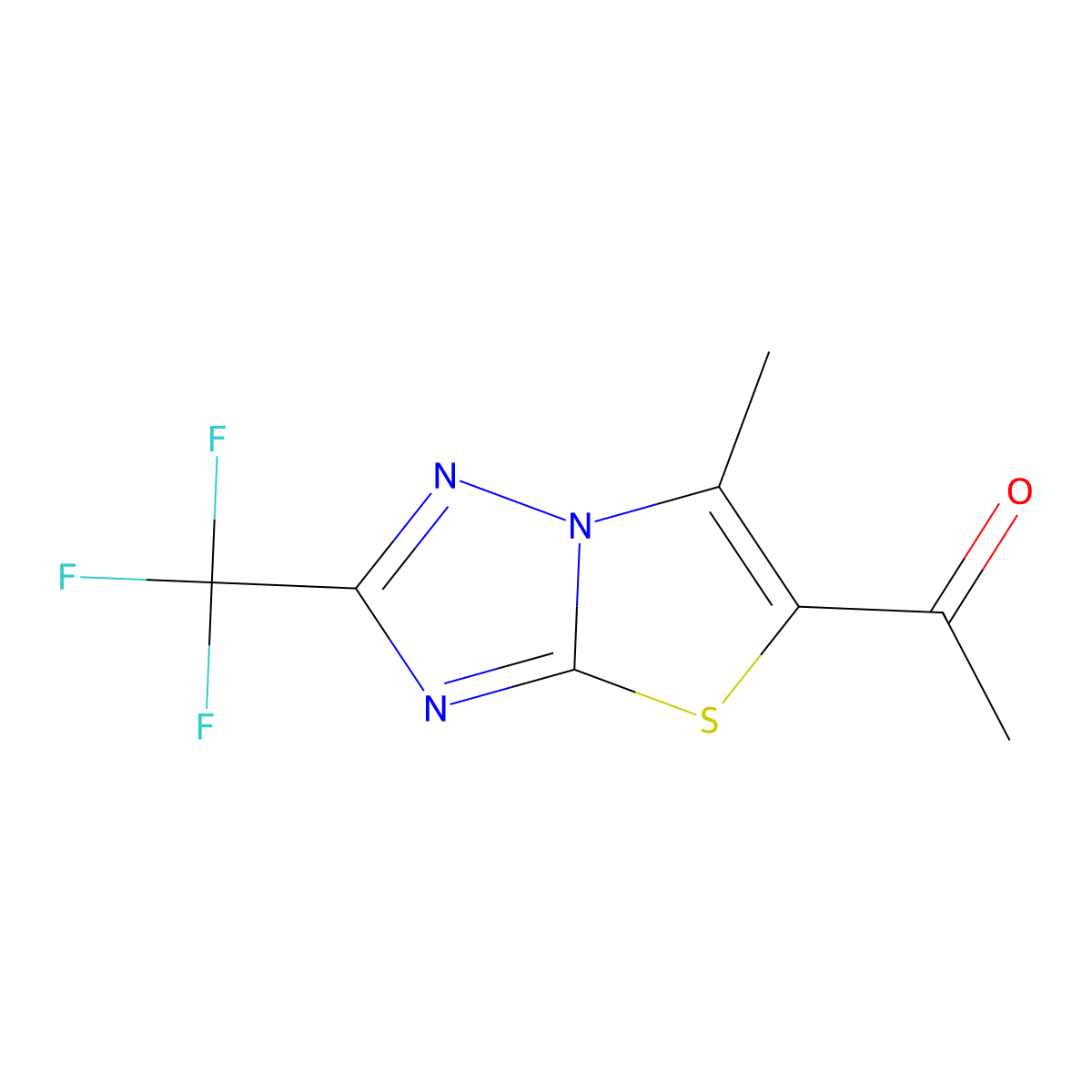 1-[6-Methyl-2-(trifluoromethyl)-[1,3]thiazolo[3,2-b][1,2,4]triazol-5-yl]ethanone molecular structure, CAS 175277-43-7