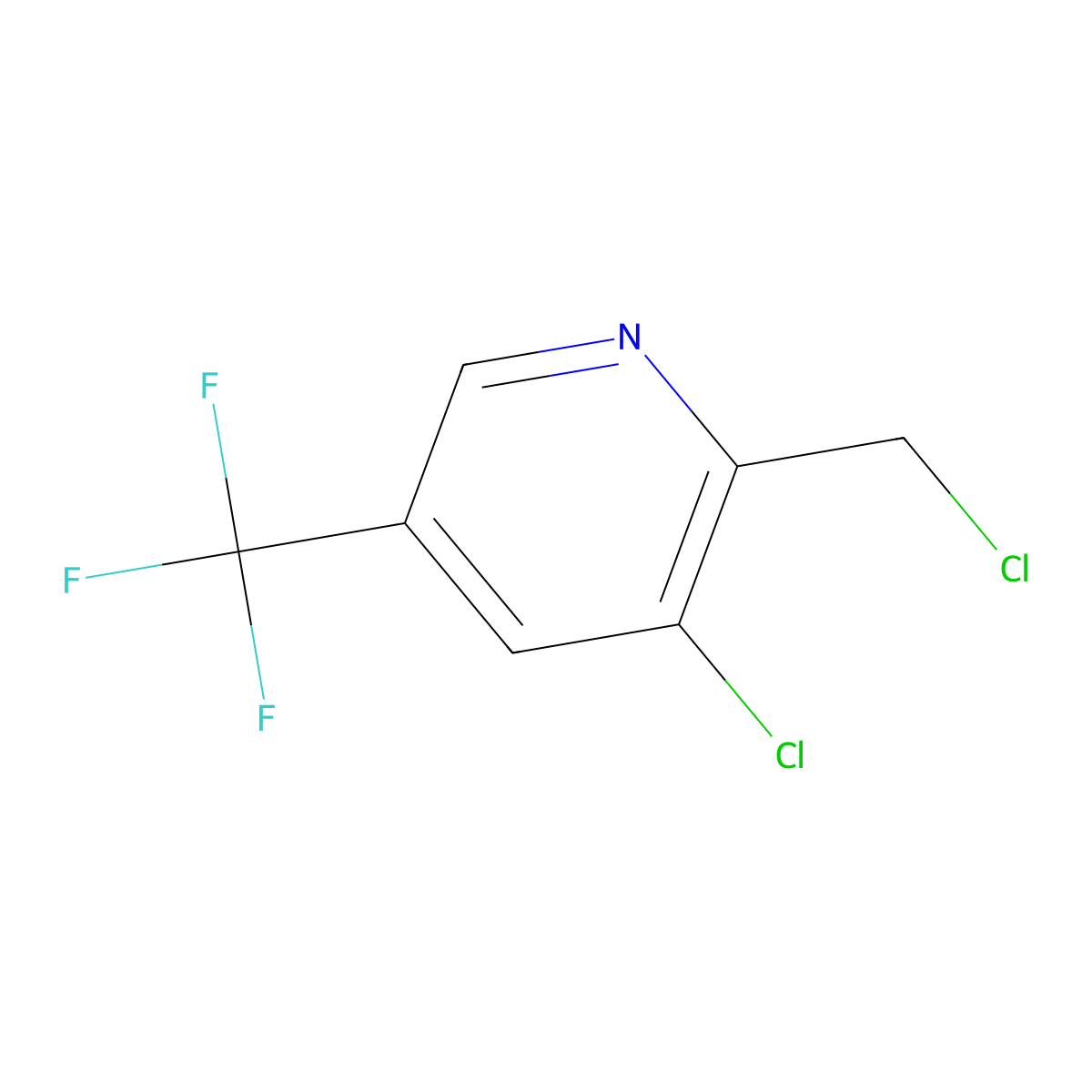 3-Chloro-2-(chloromethyl)-5-(trifluoromethyl)pyridine molecular structure, CAS 175277-52-8