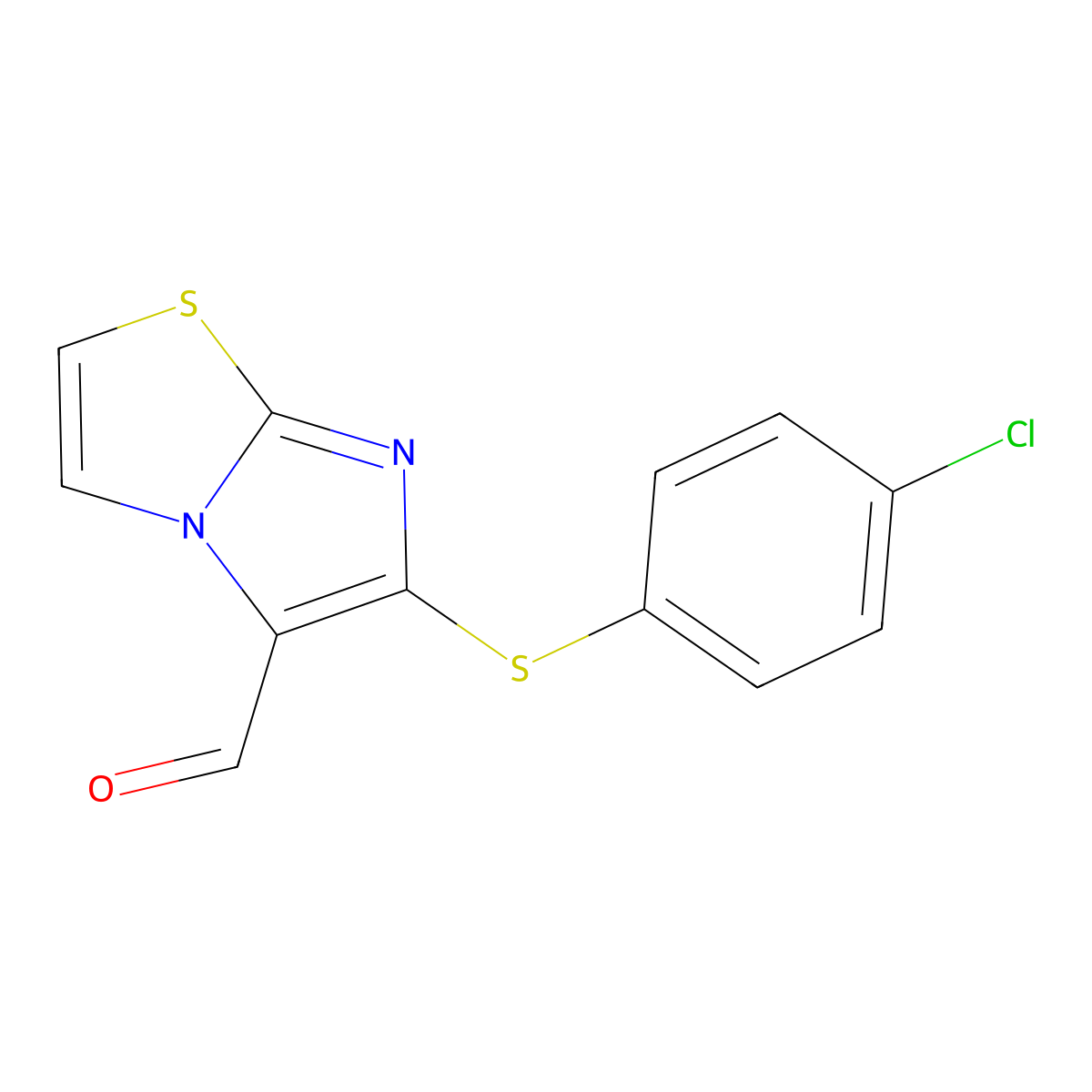 6-[(4-Chlorophenyl)sulfanyl]imidazo[2,1-b][1,3]thiazole-5-carbaldehyde molecular structure, CAS 175277-53-9