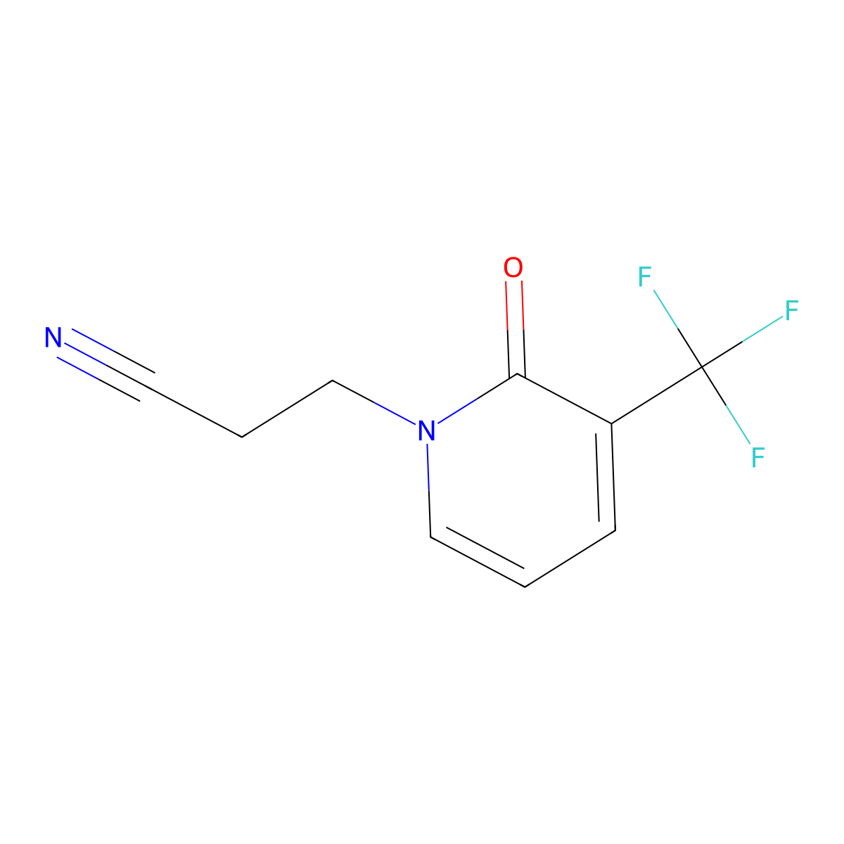 2-Oxo-3-(trifluoromethyl)-1(2H)-pyridinepropanenitrile molecular structure, CAS 175277-60-8