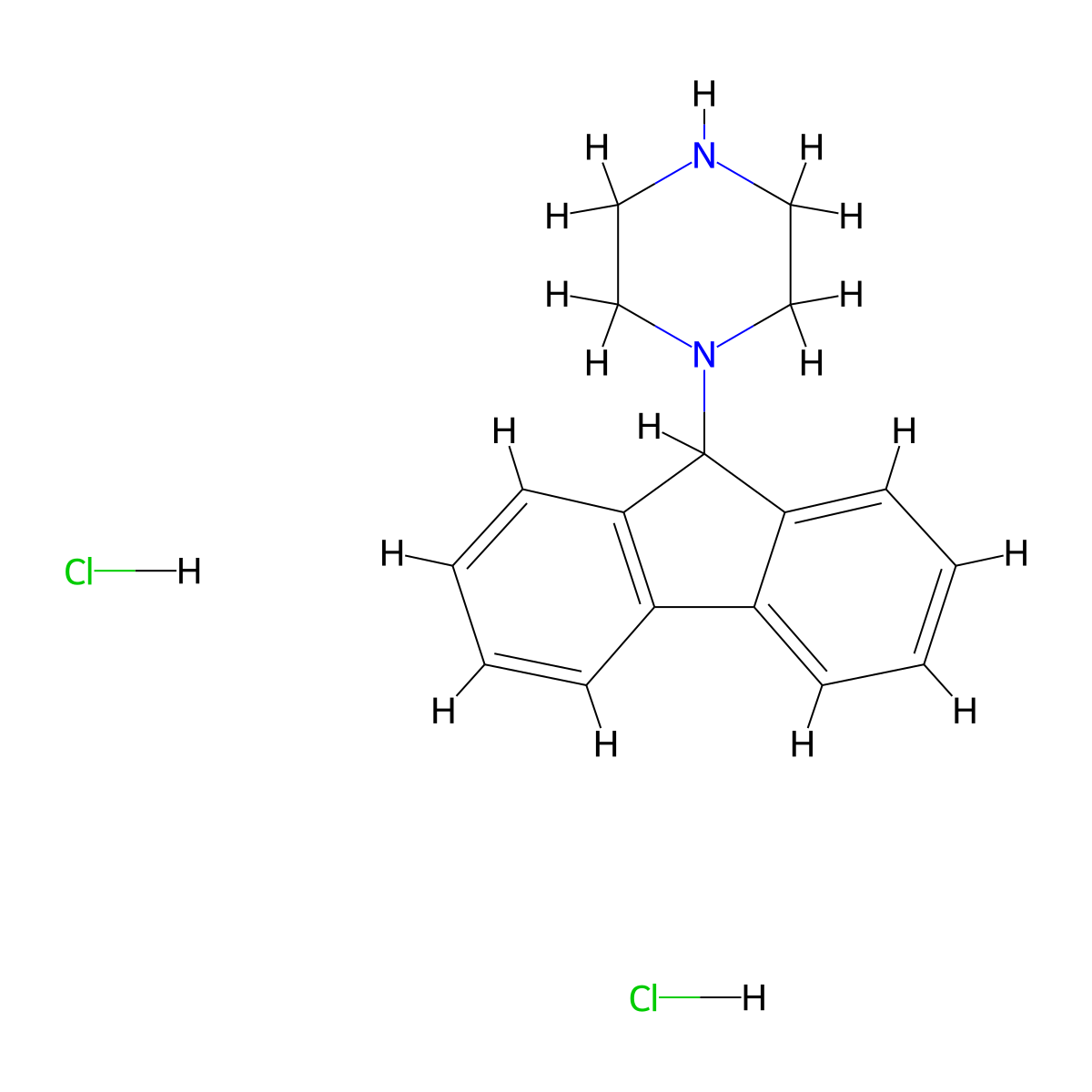 1-(9H-fluoren-9-yl)piperazine Dihydrochloride molecular structure, CAS 175277-64-2